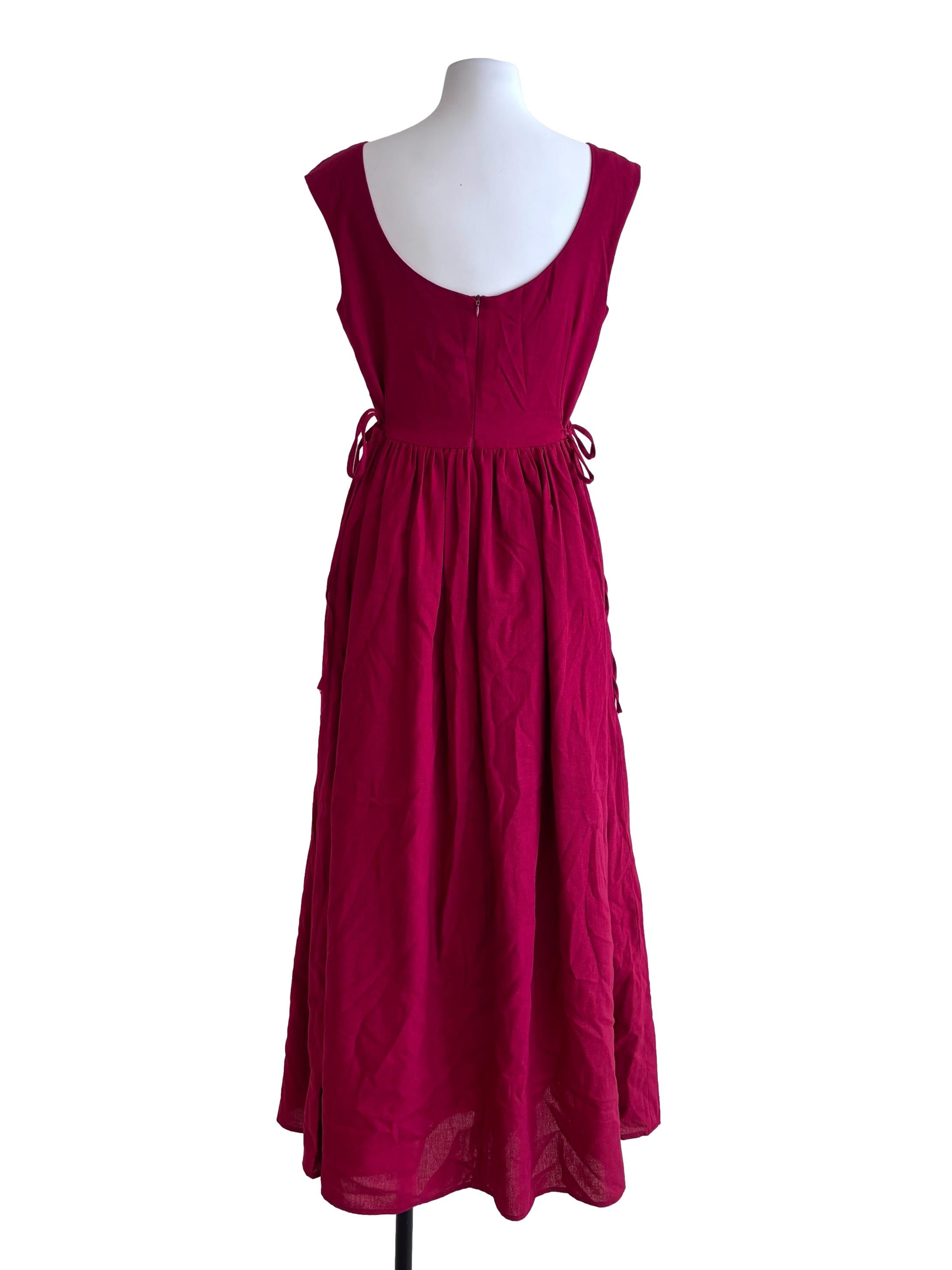 Maroon Red Scoop Neck Dress