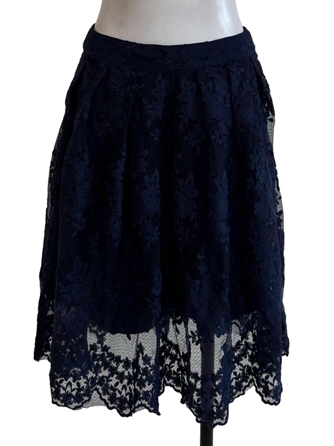 Navy Blue Lace Skirts