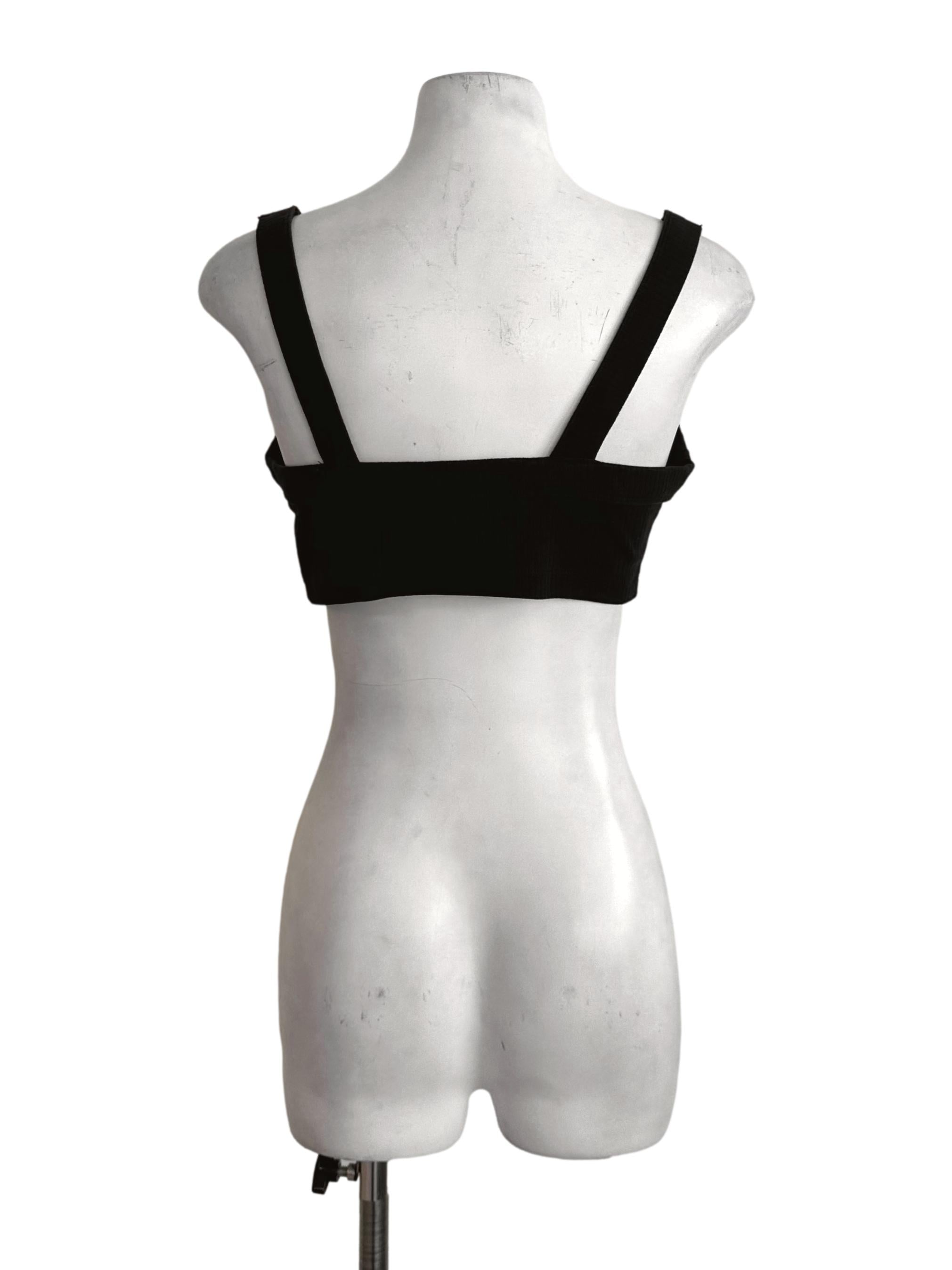 Onyx Black Embroidery Wording Crop Top