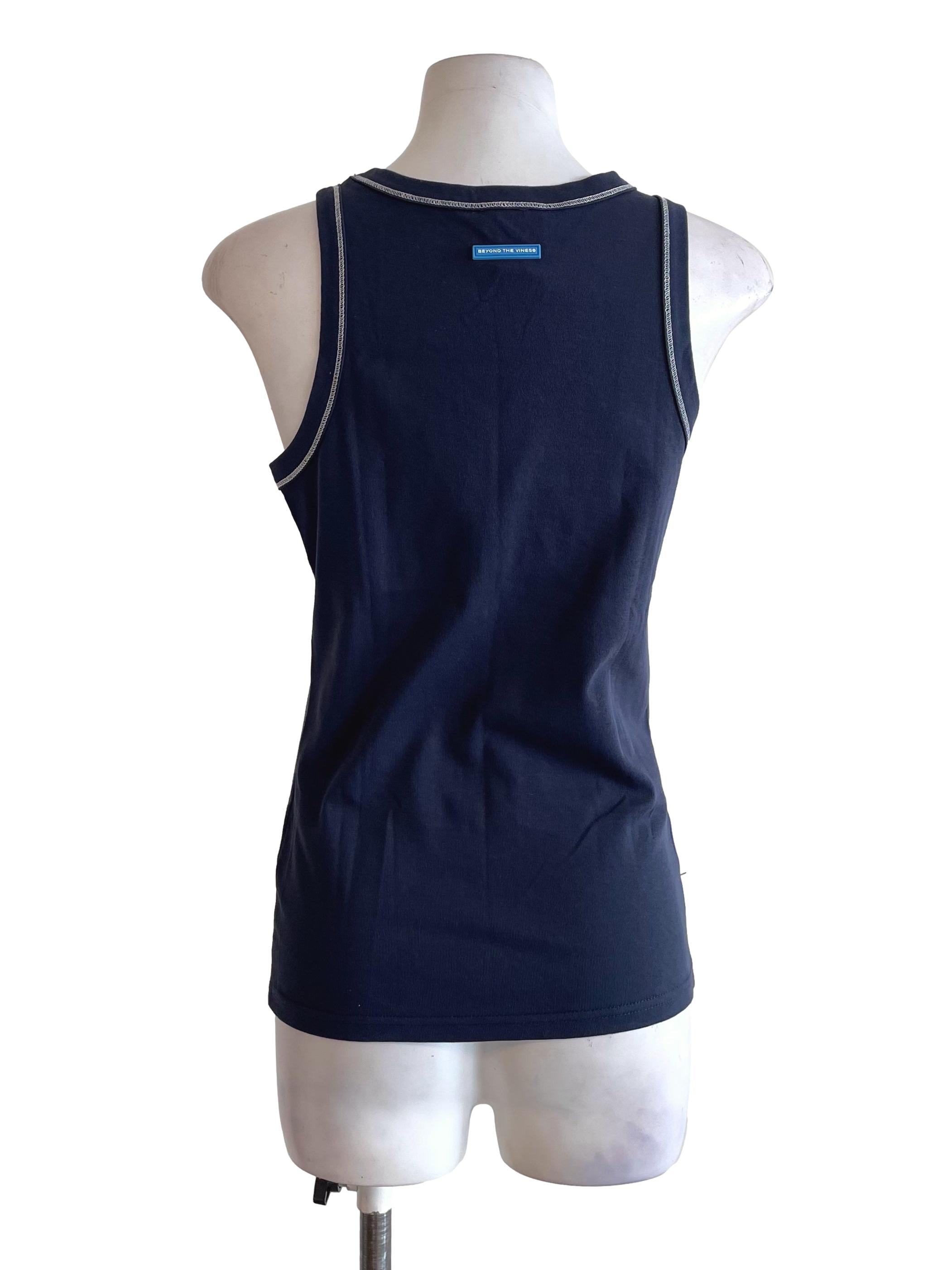 Ash Navy Contrast Stitch Tank Top