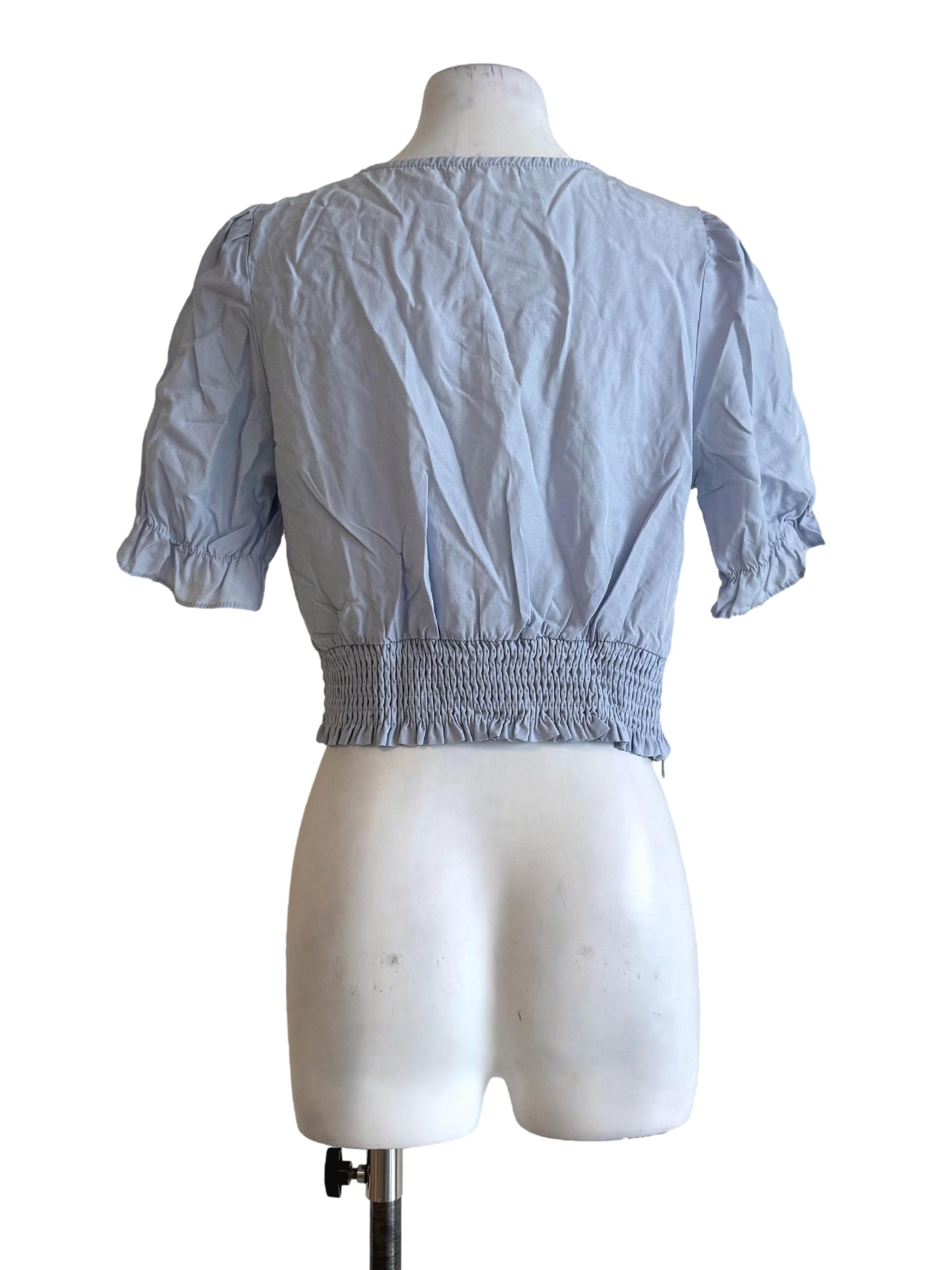 Cotton Blue Square Neck Top