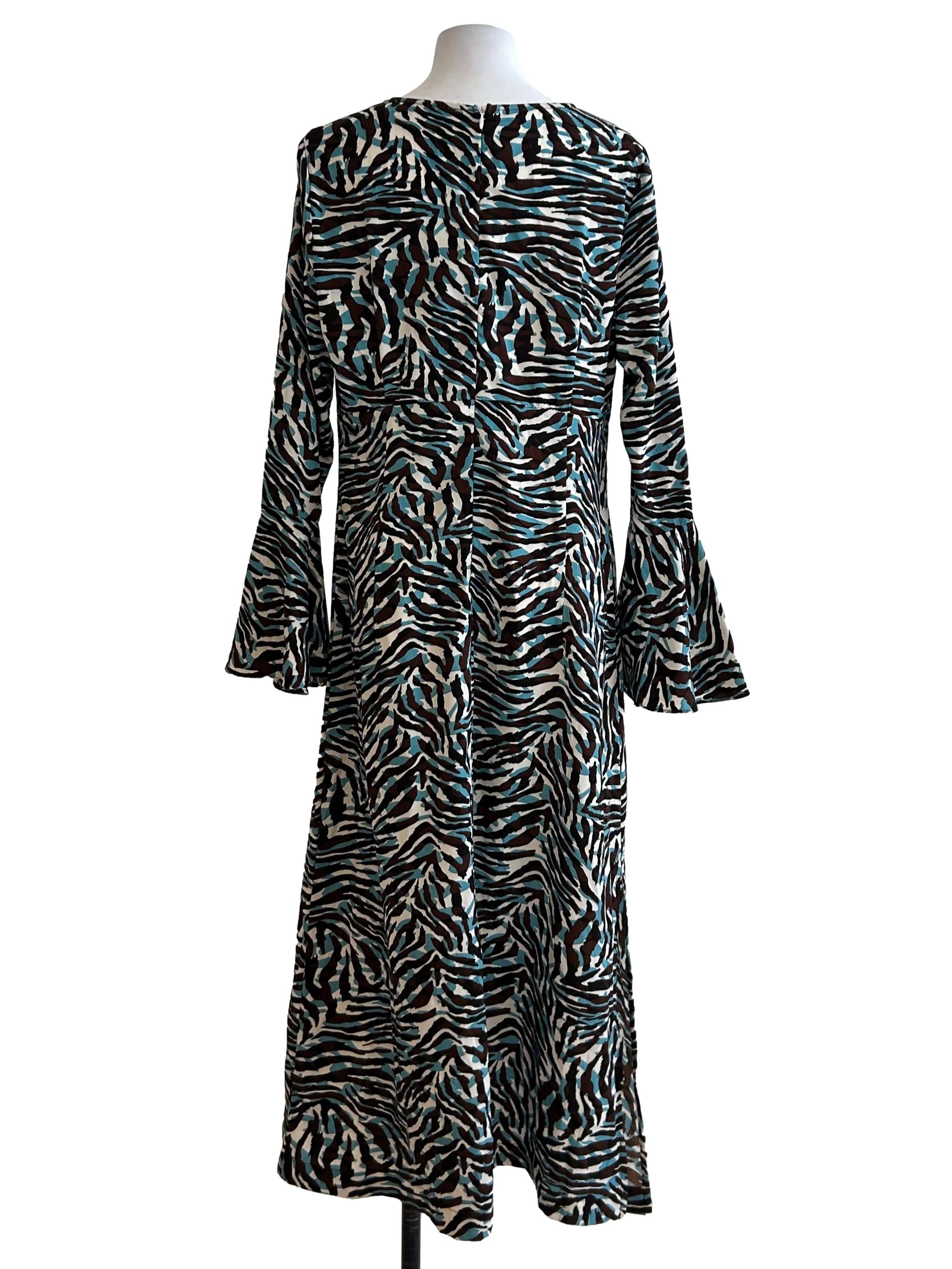 Brown Abstract Printed Maxi Dress