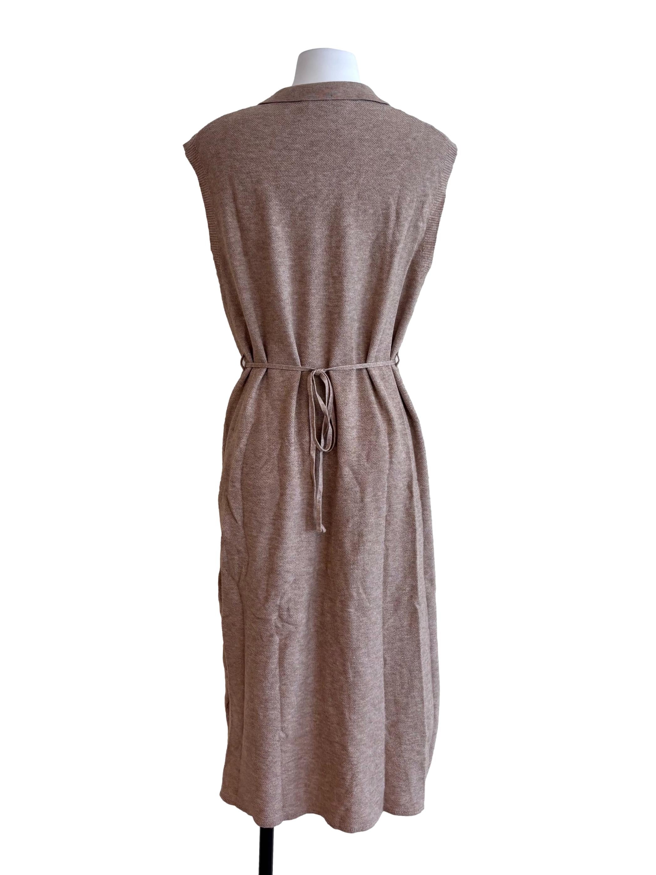 Peanut Brown Collared Knit Dress