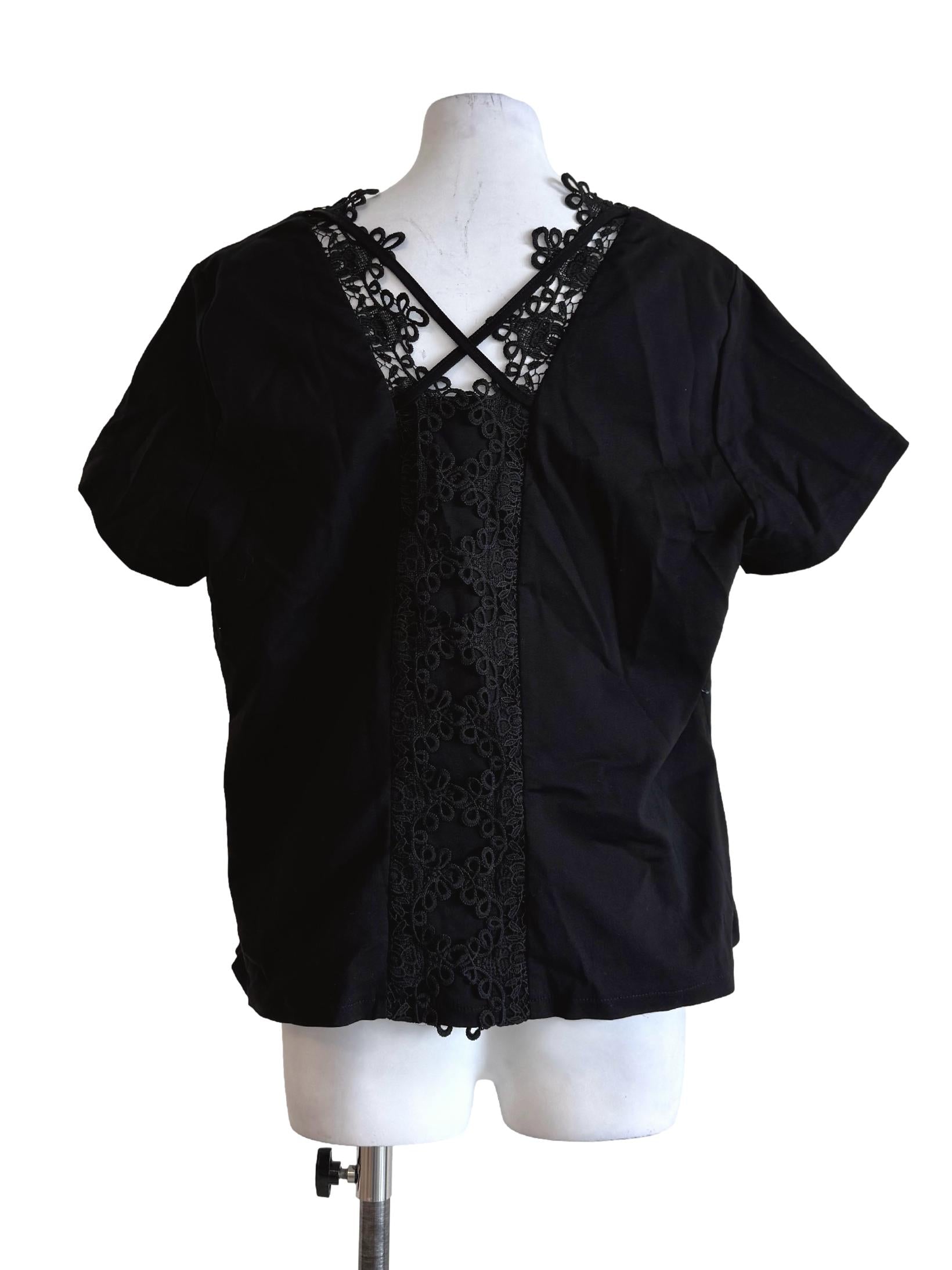 Panther Black V Neck Blouse