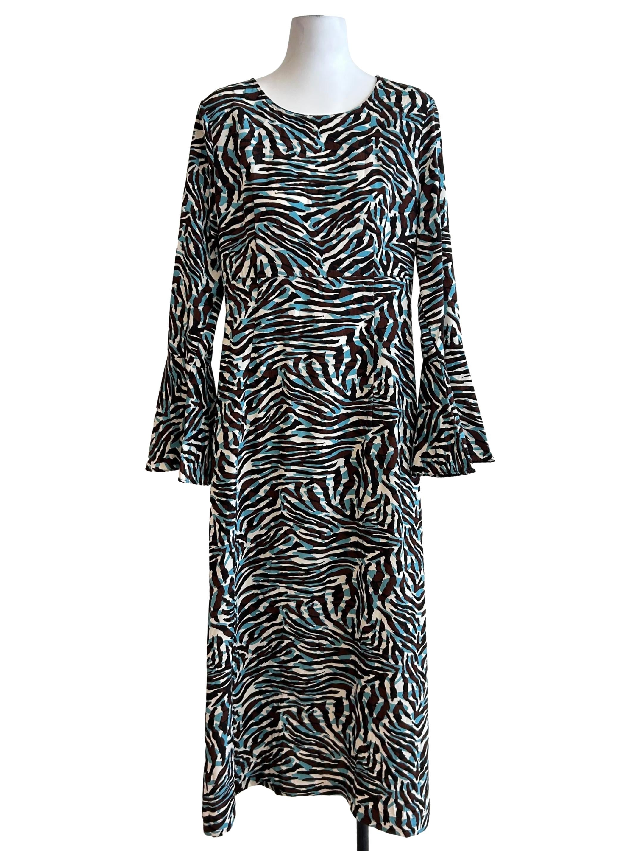 Brown Abstract Printed Maxi Dress