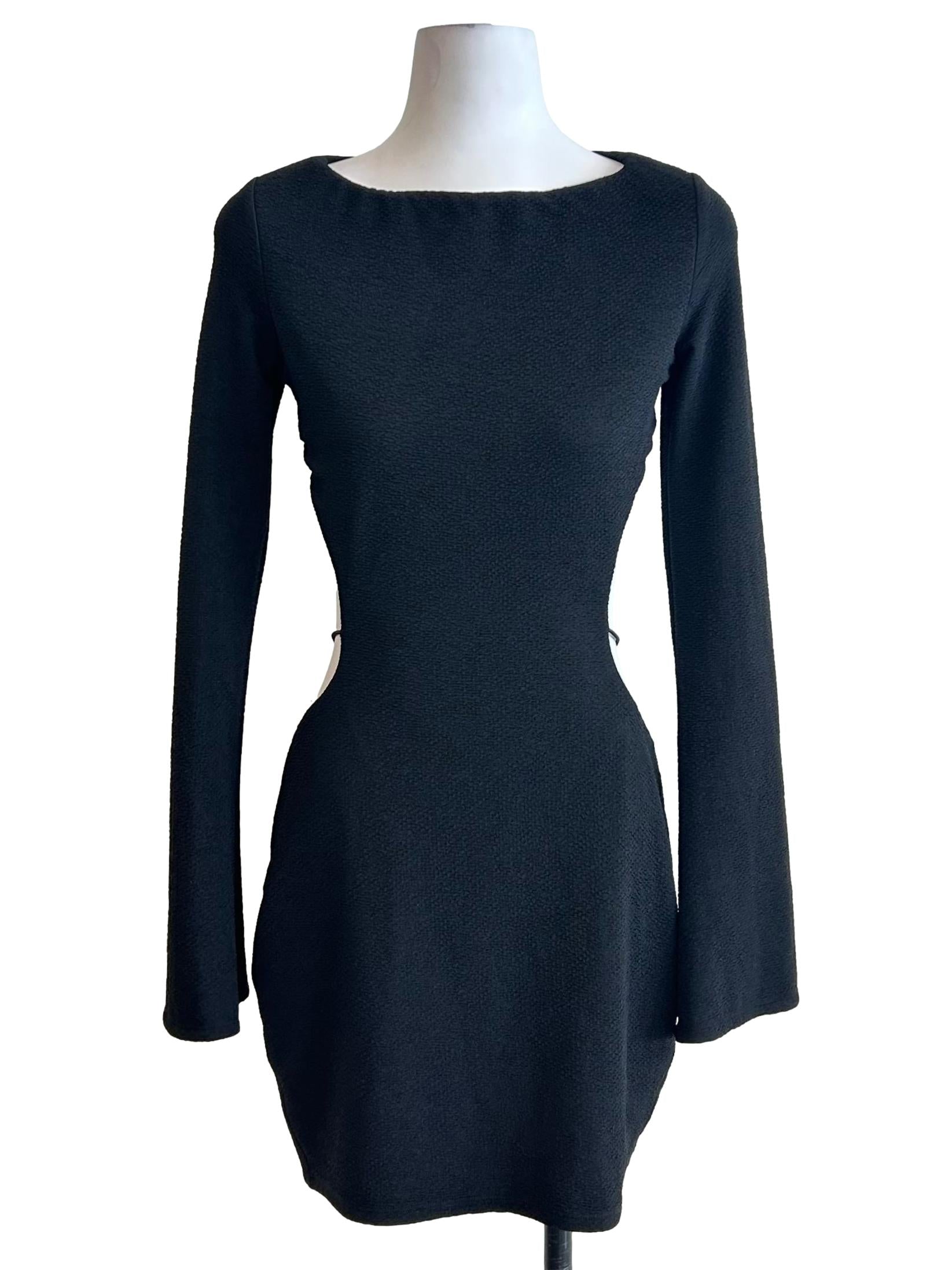 Black Long Sleeve Cutout Back Dress