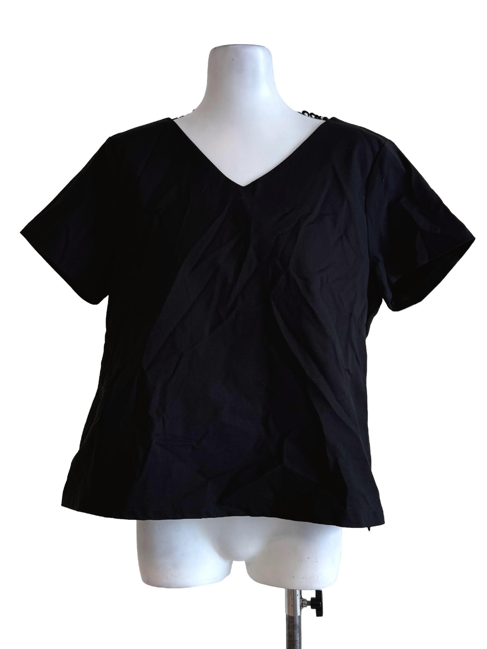Panther Black V Neck Blouse