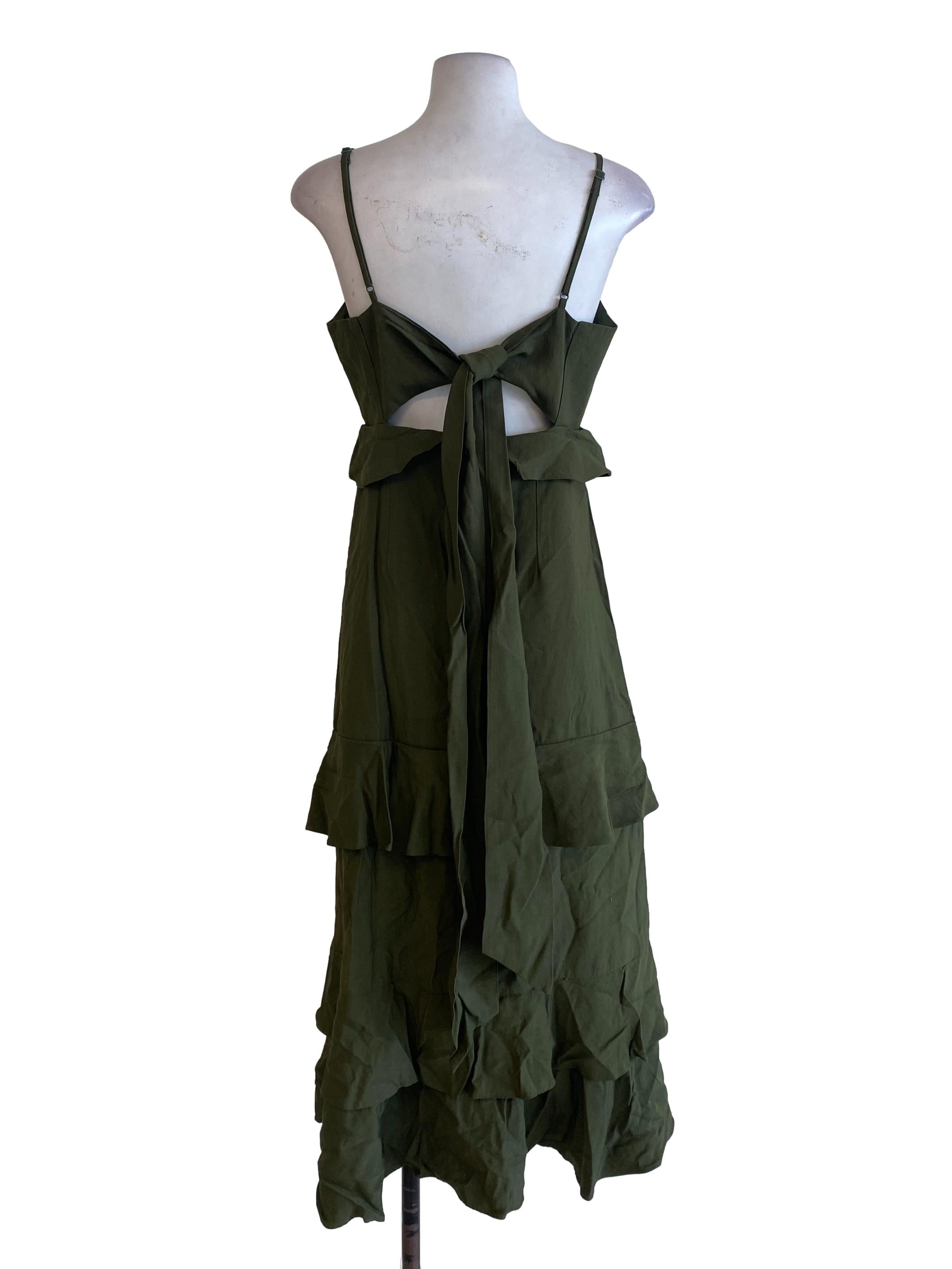 Army Green Ruffle Dress