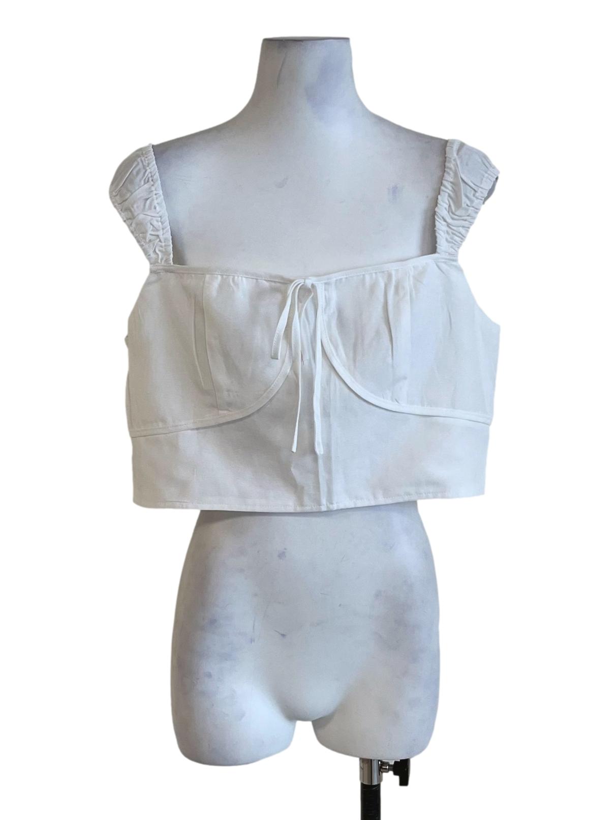 White Zador Ruched Strap Crop Top