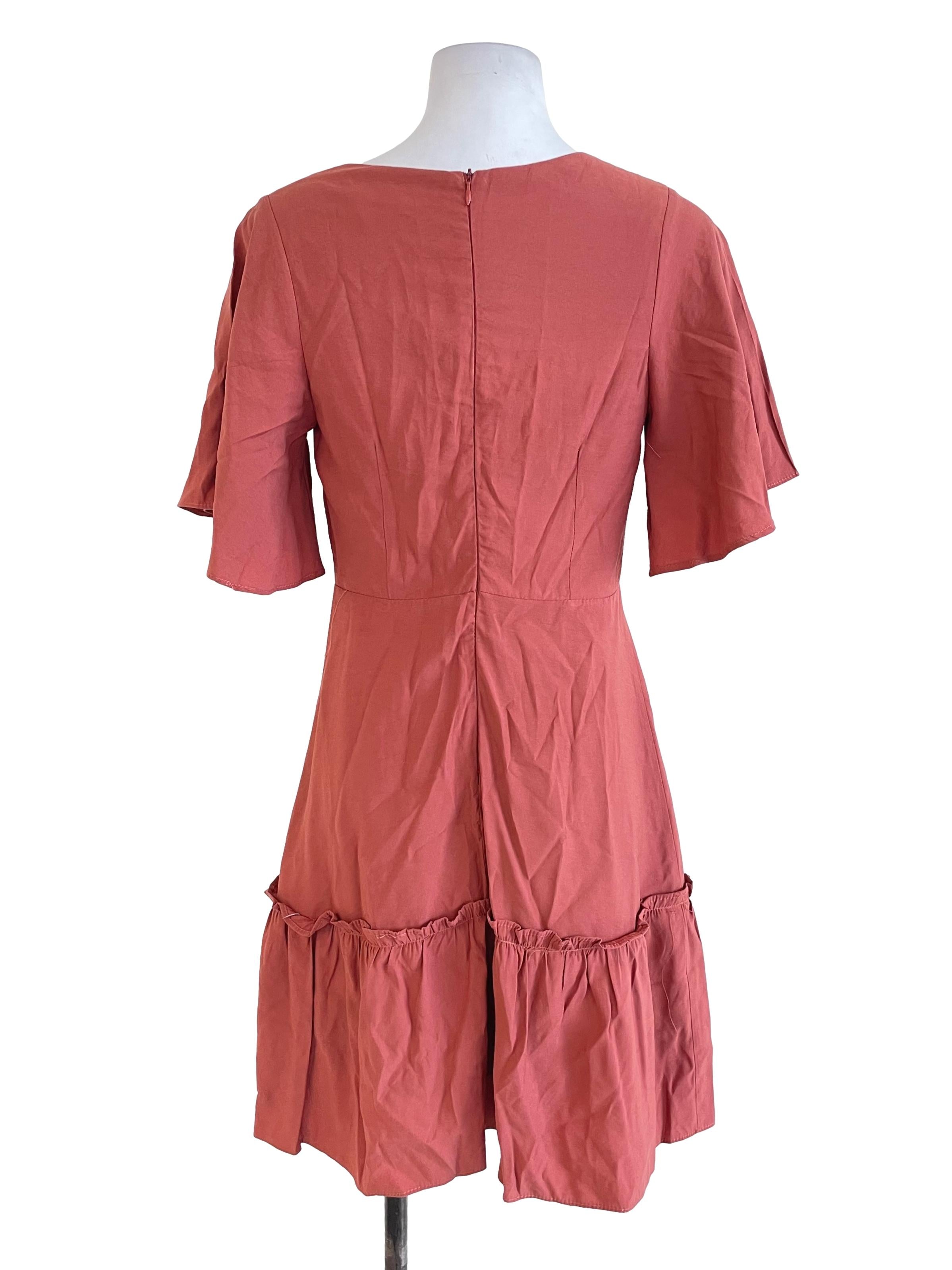 The Editor's Market Brick Orange Ruffled A-Line Dress | REFASH