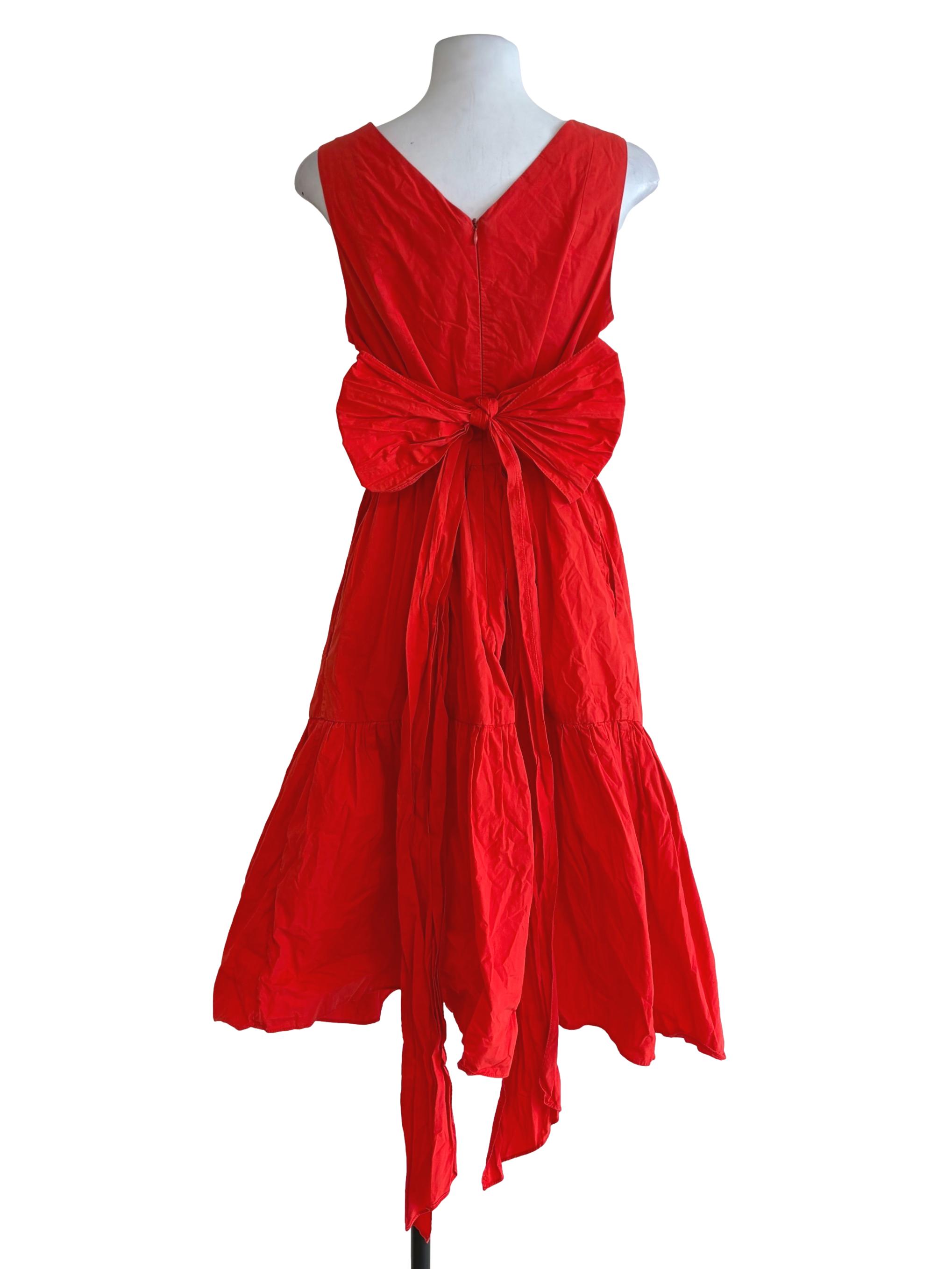 Candy Red Crossed Tiered Sleeveless Dress