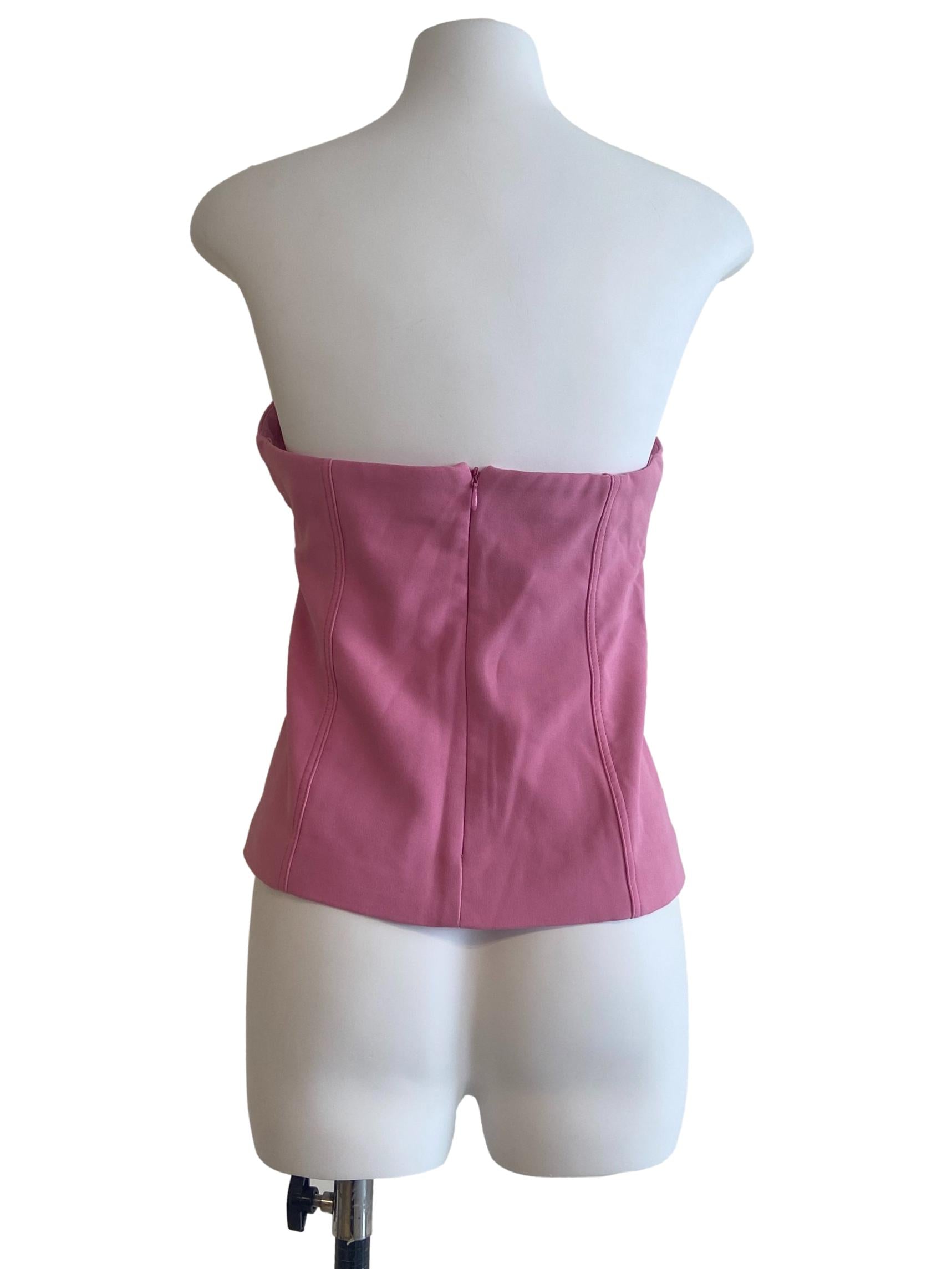 Watermelon Pink Strapless Twill Top