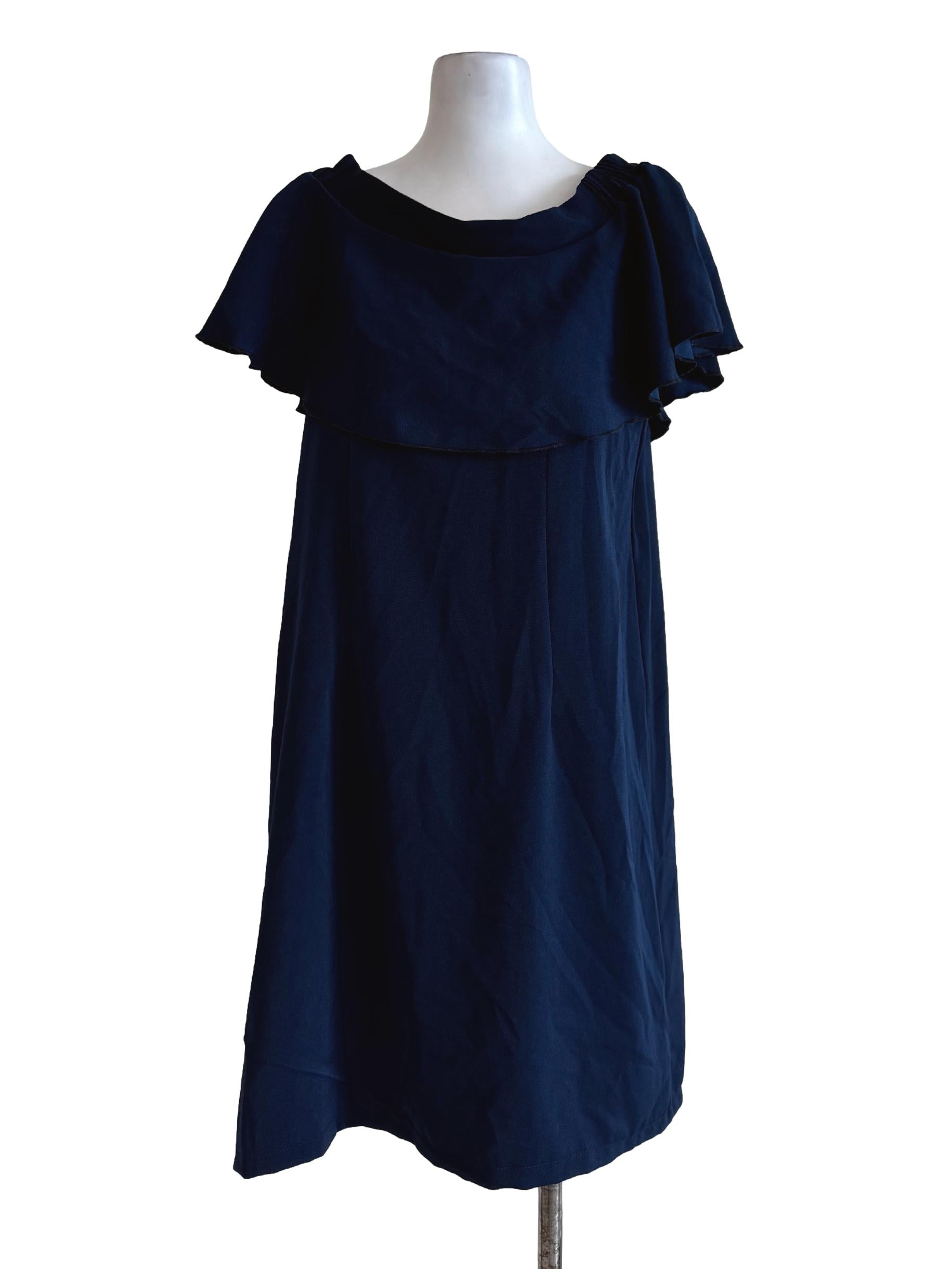 Dark Electric Blue Skiff Neck Dress