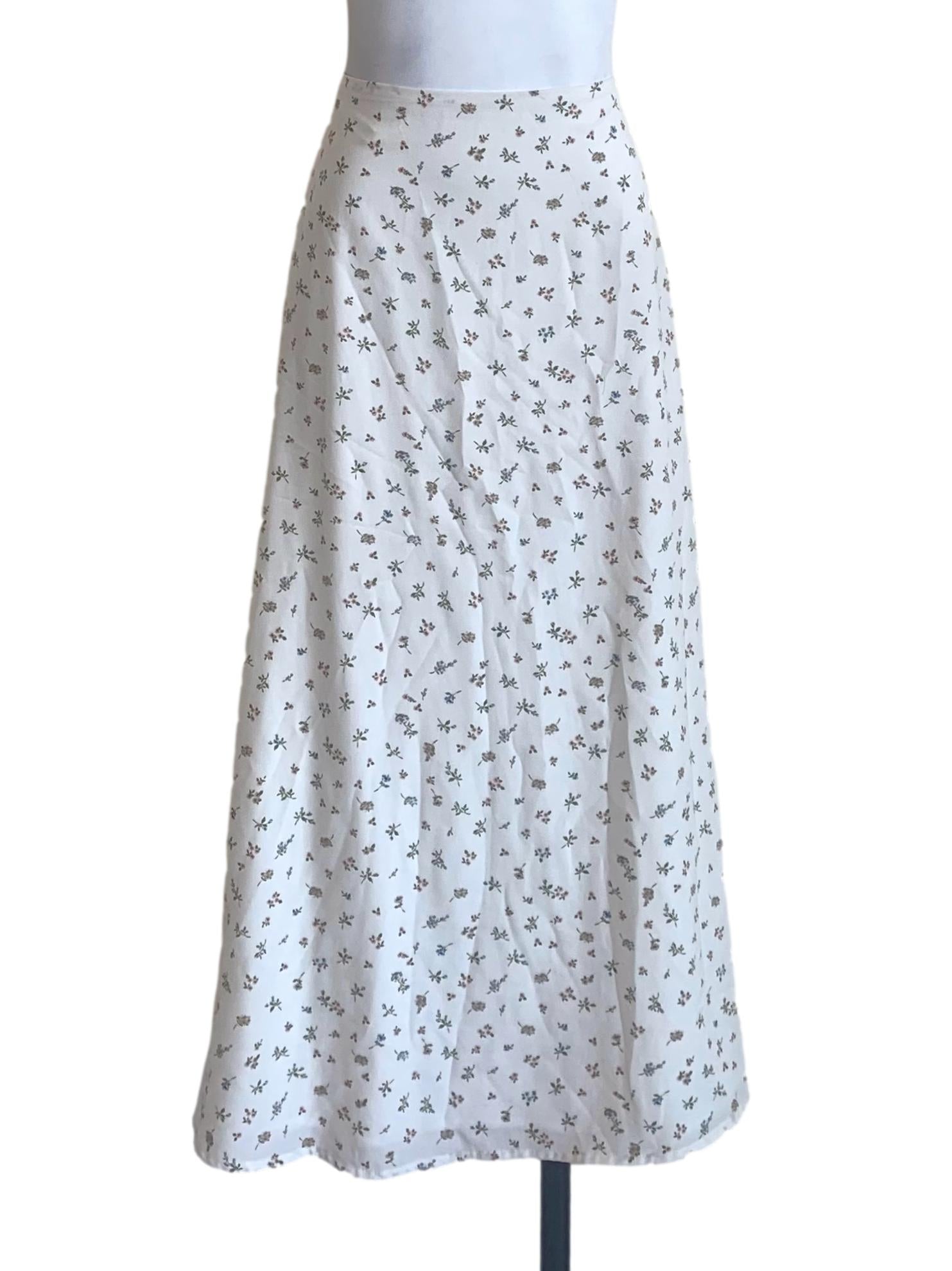 Cotton White Floral Pattern Skirt TTR