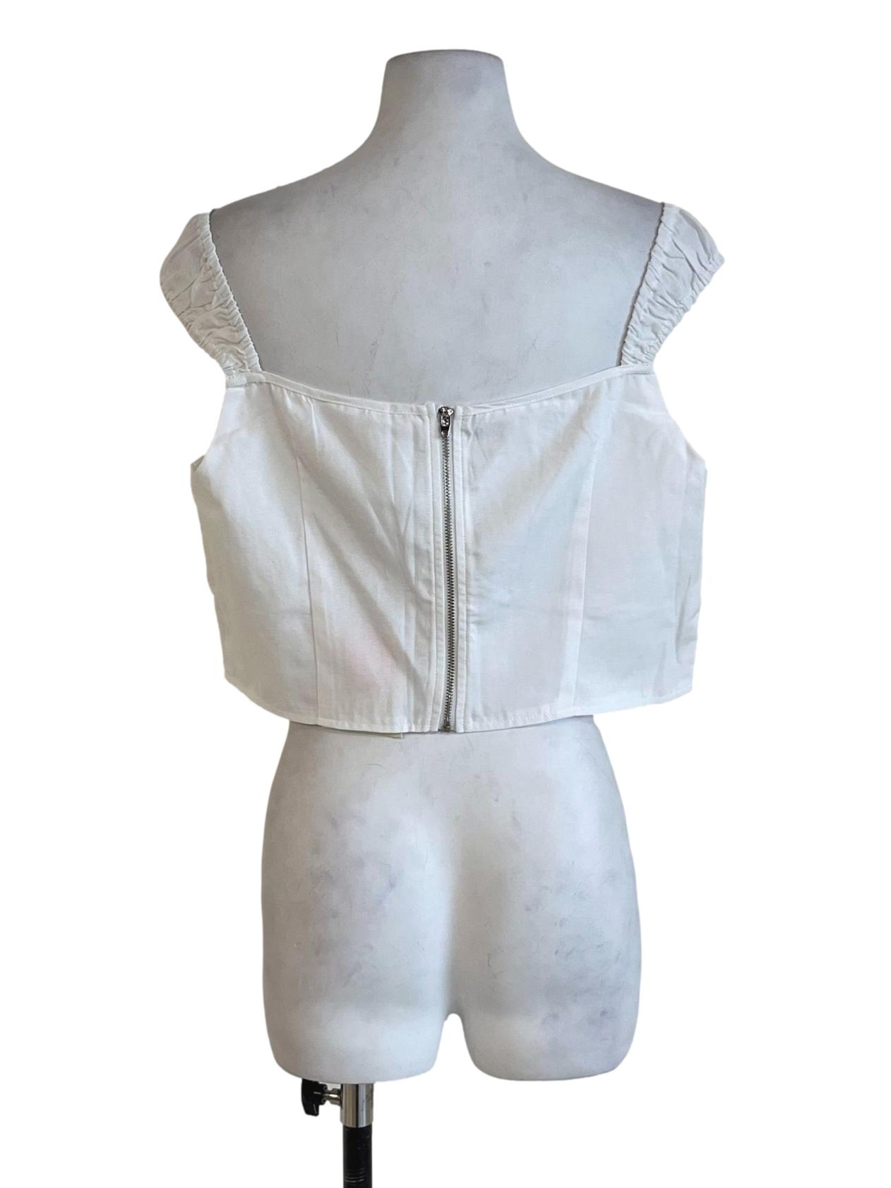White Zador Ruched Strap Crop Top