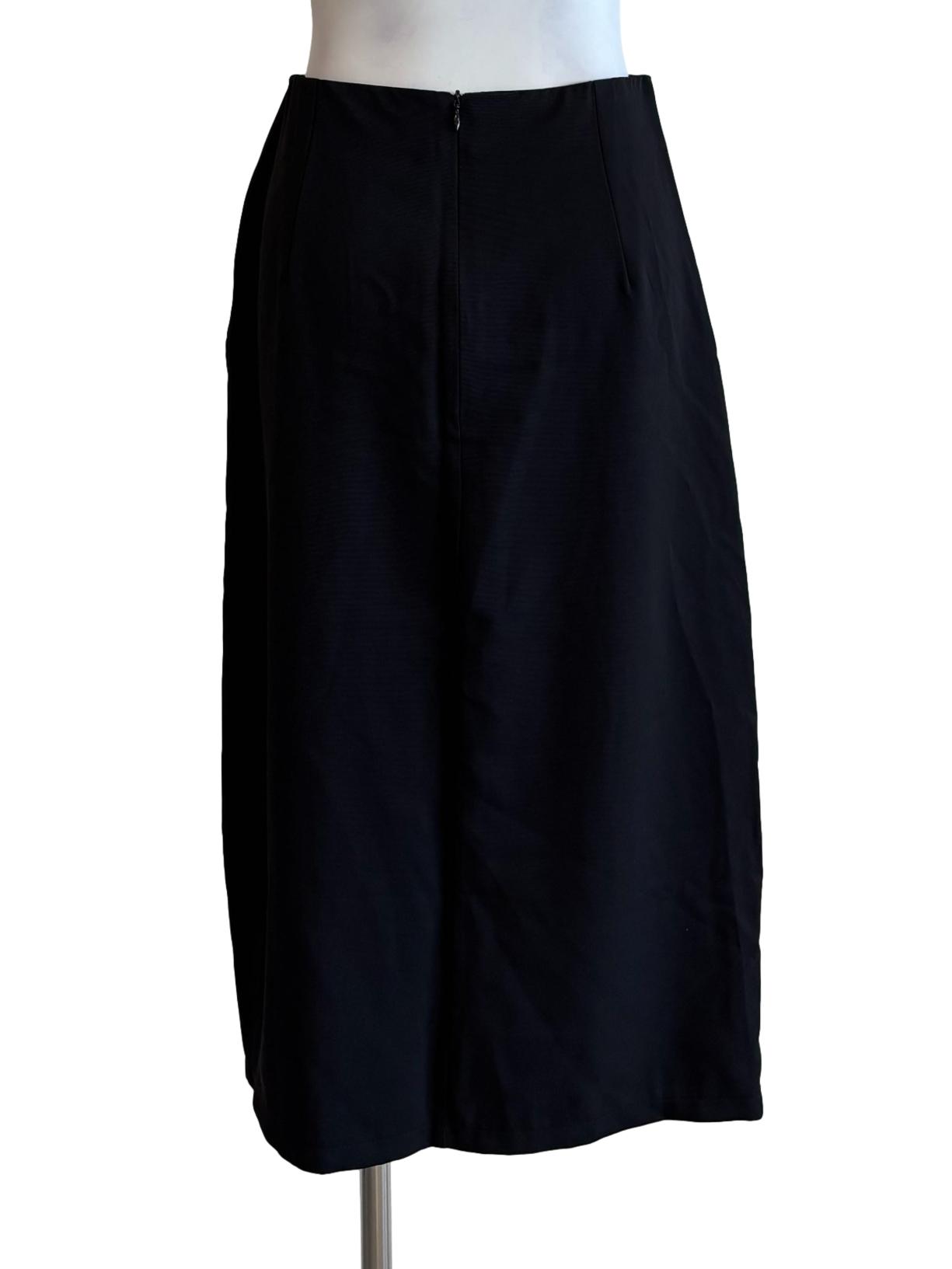 Night Black Ruched Midi Skirt