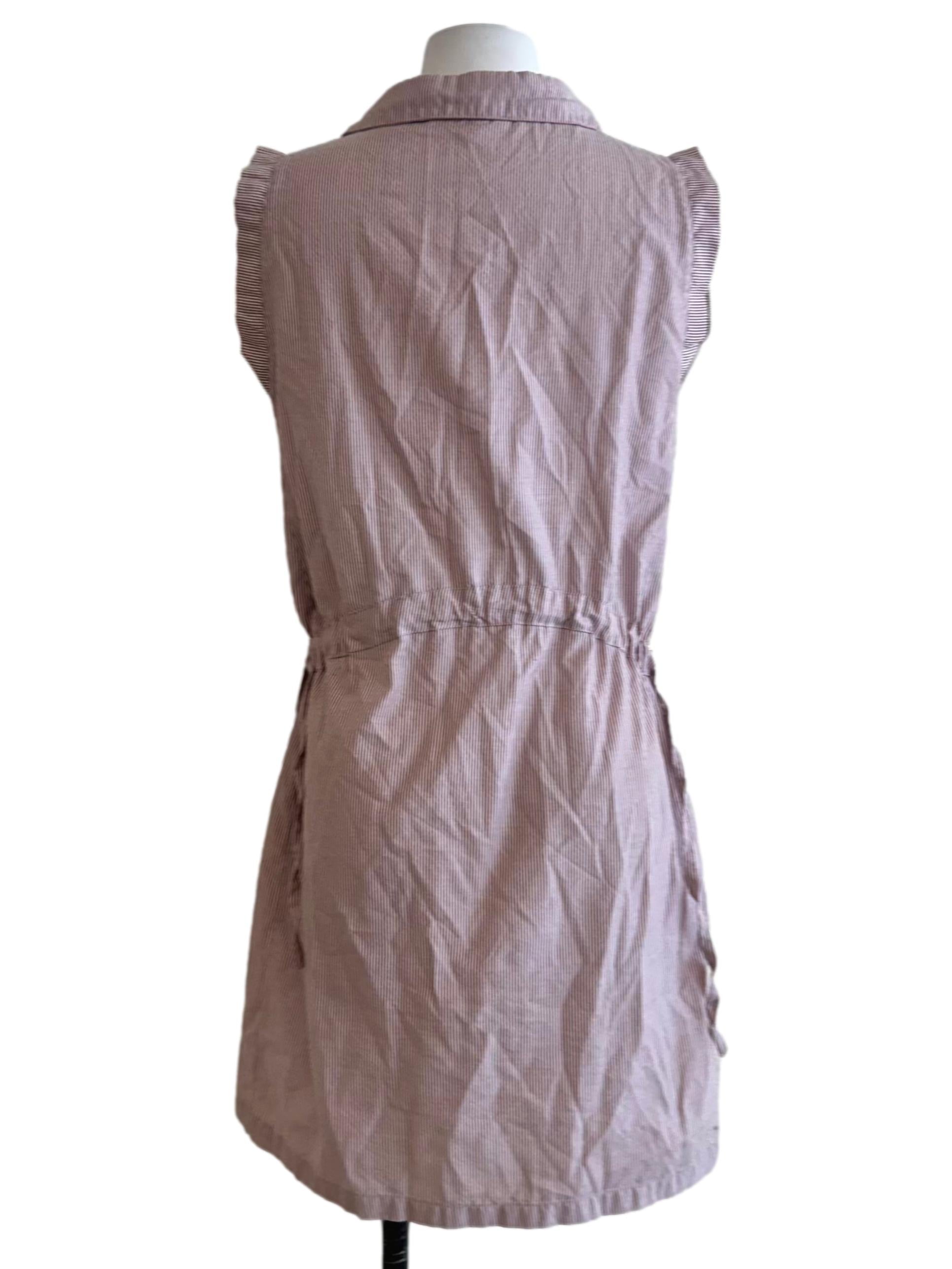 Pink Striped Sleeveless Shirt Dress