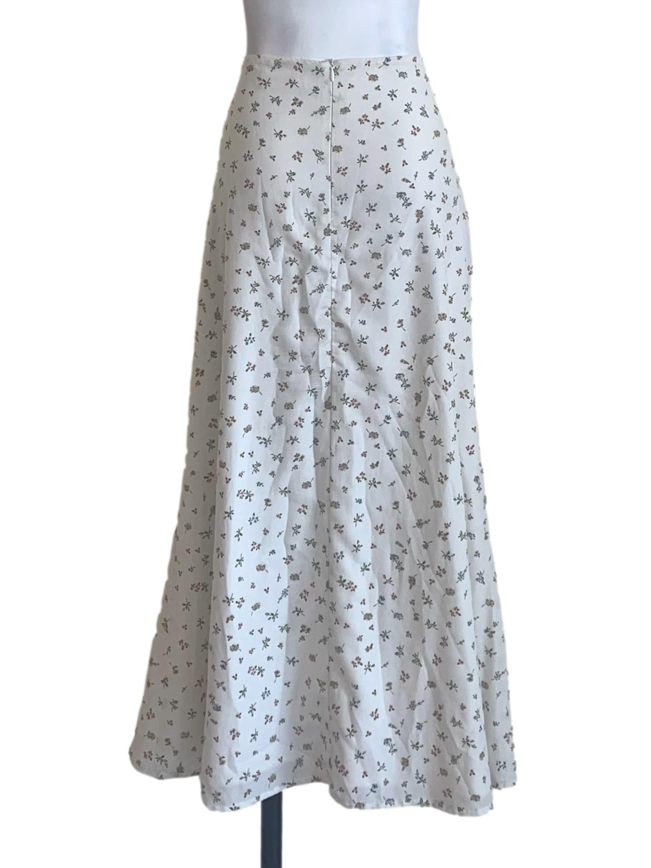 Cotton White Floral Pattern Skirt TTR