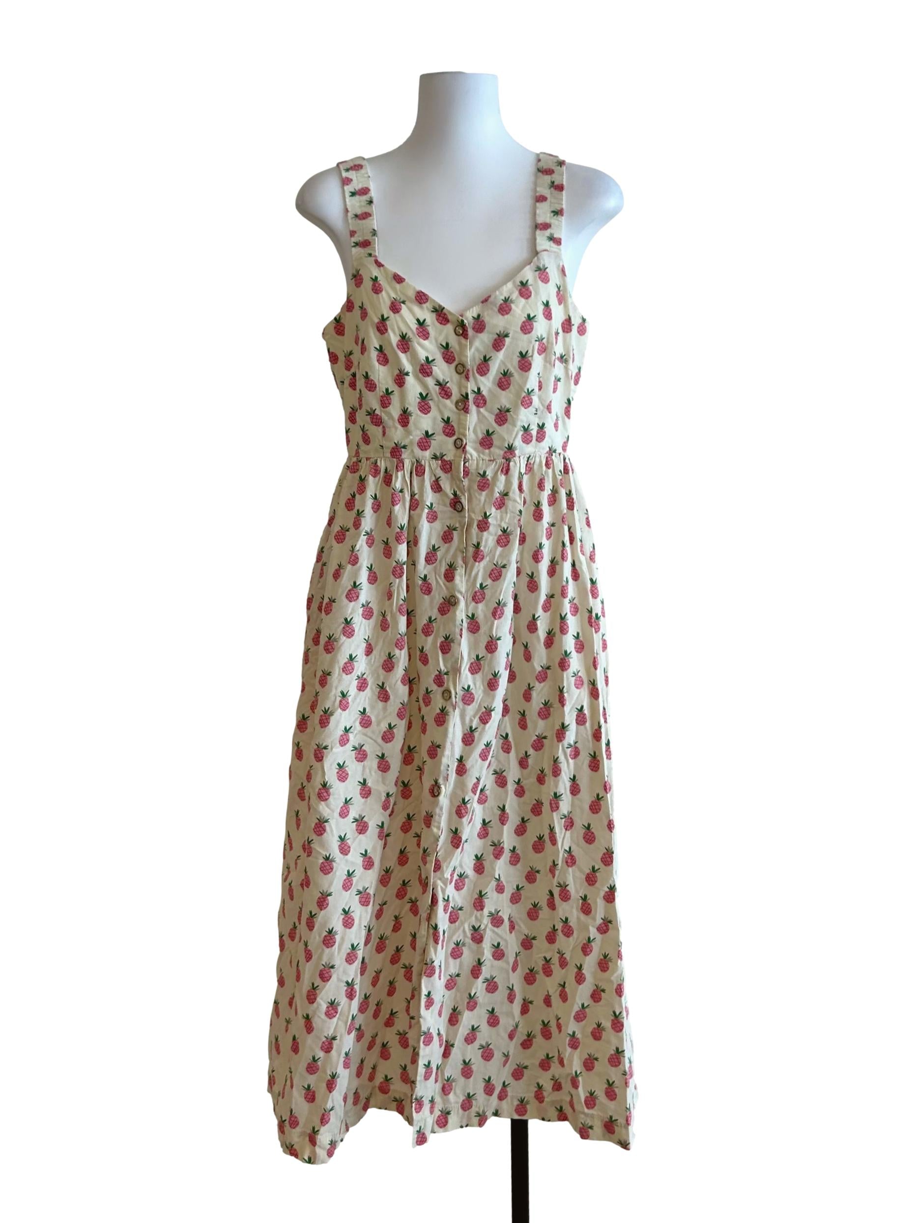 Cream And Pink Pineapple Dress
