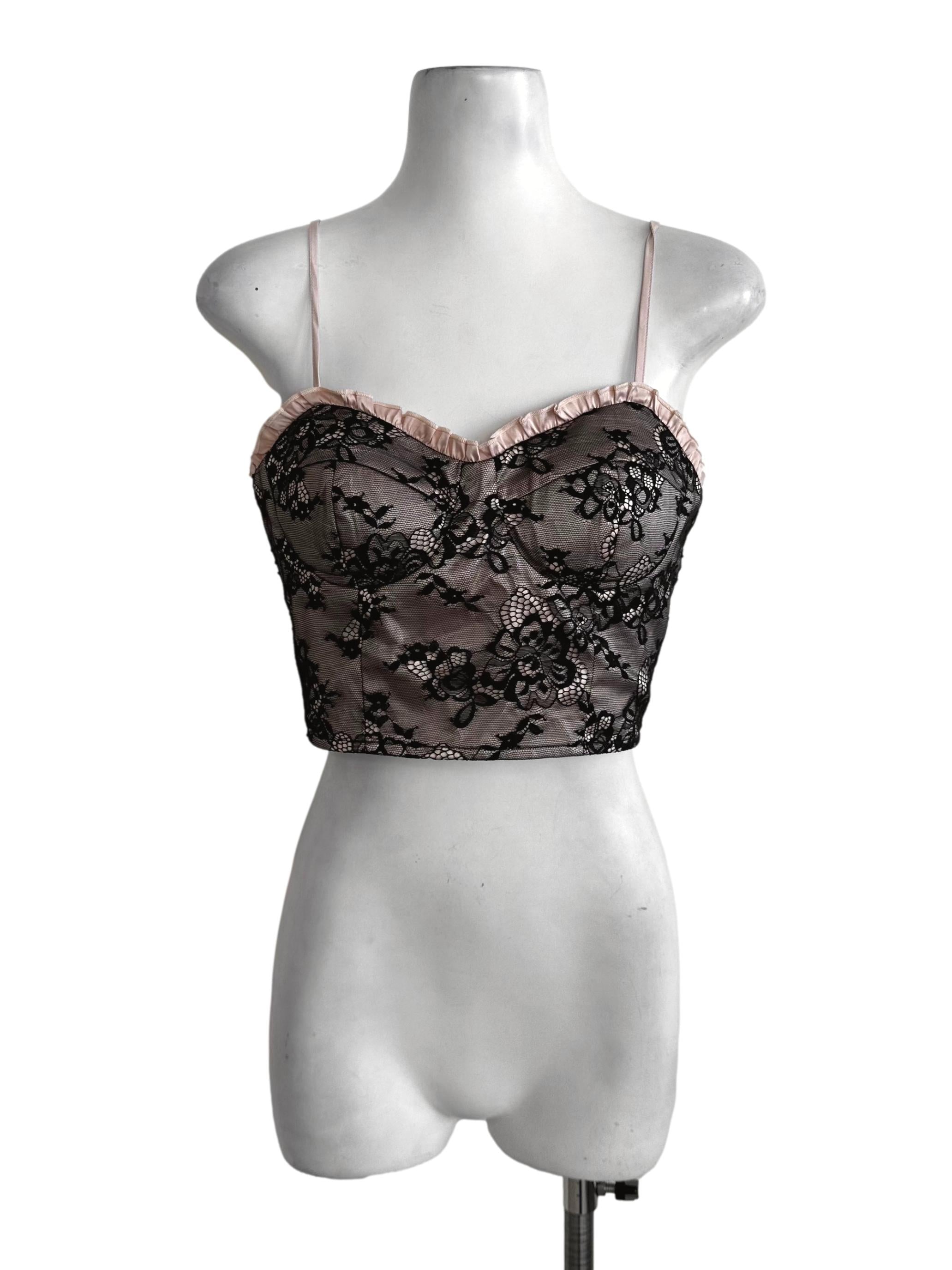 Black Peach Ruffle Sweetheart Lace Top