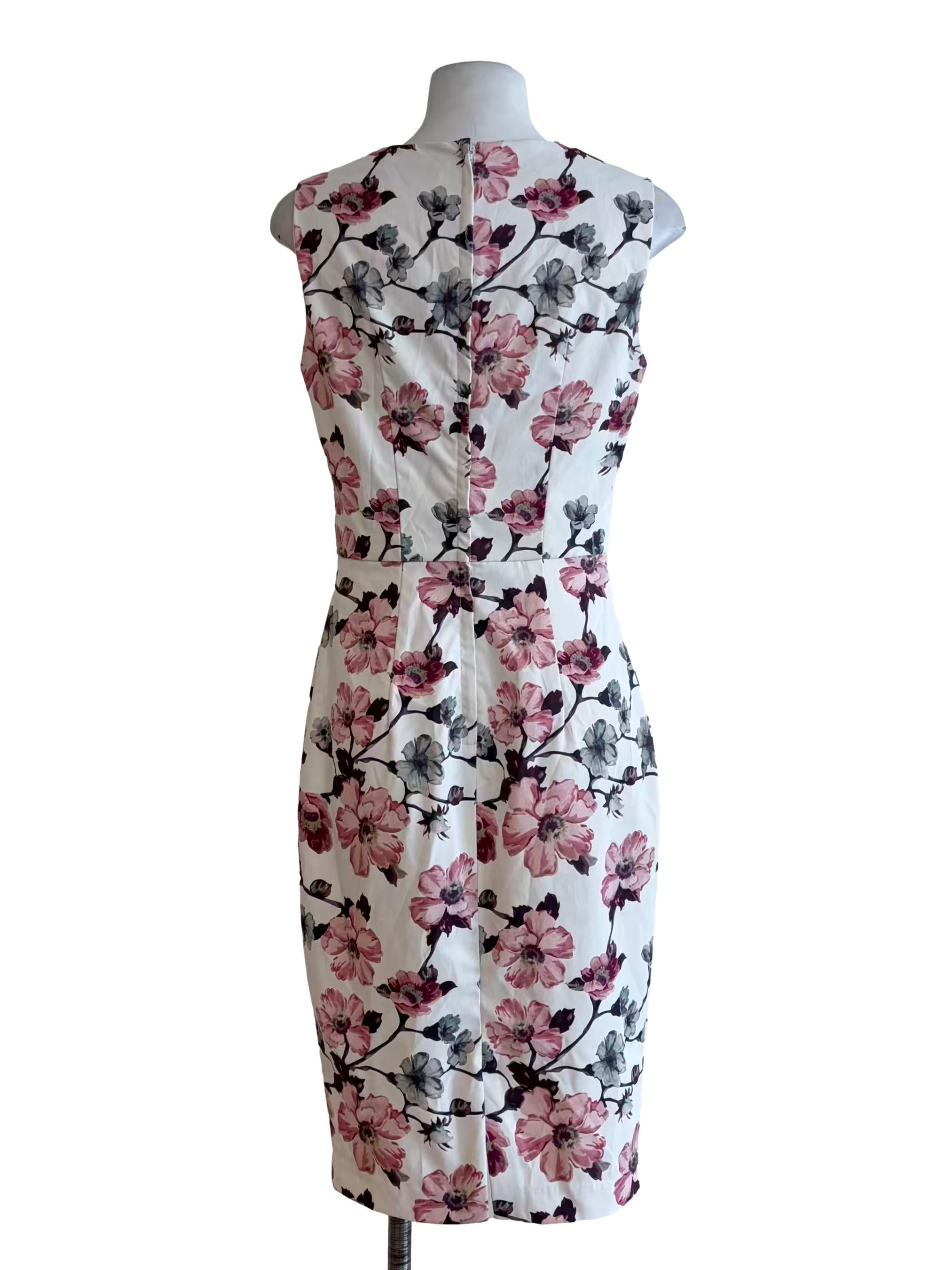 Dove White Floral Print Sleeveless Shift Dress
