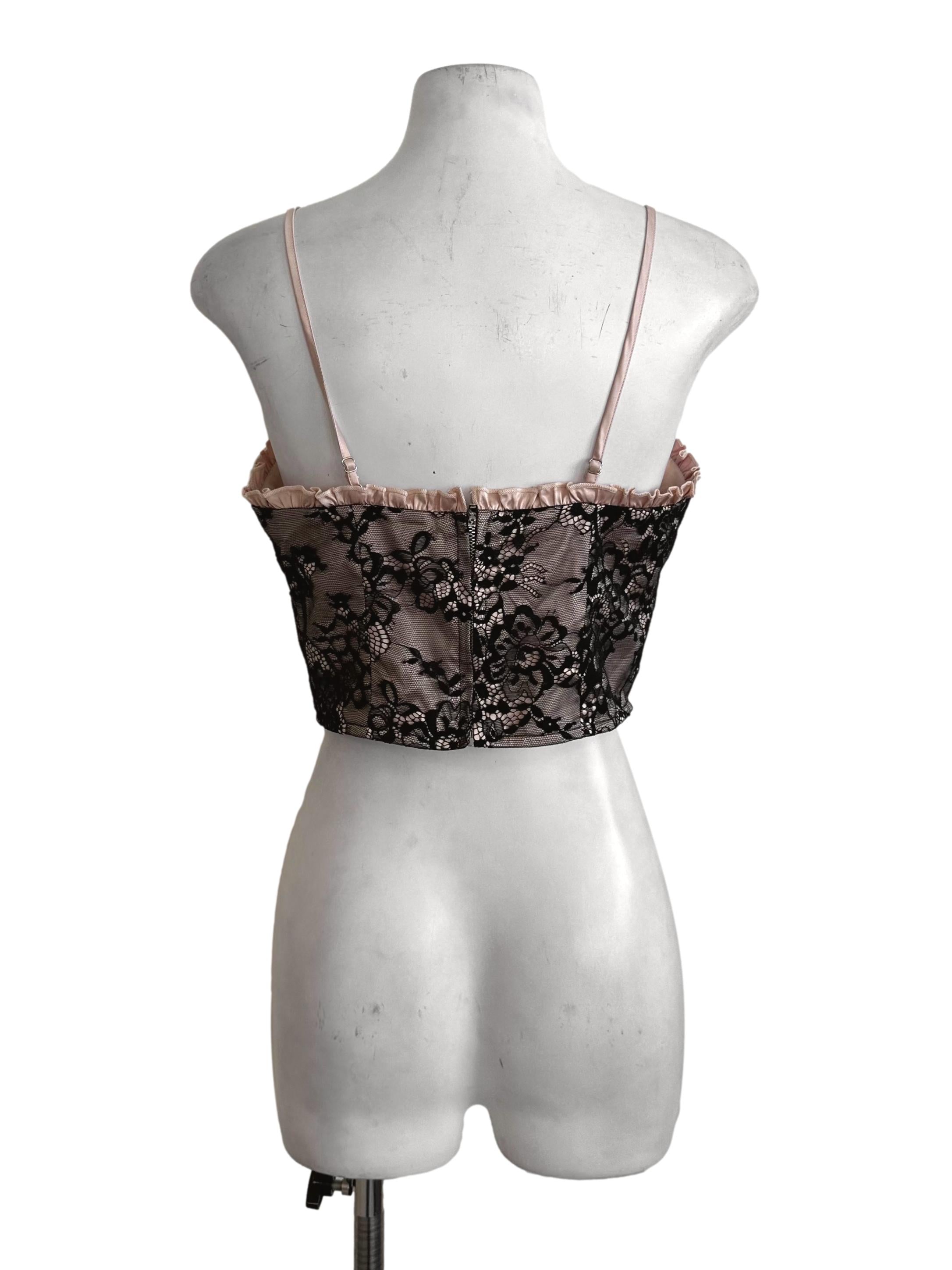 Black Peach Ruffle Sweetheart Lace Top