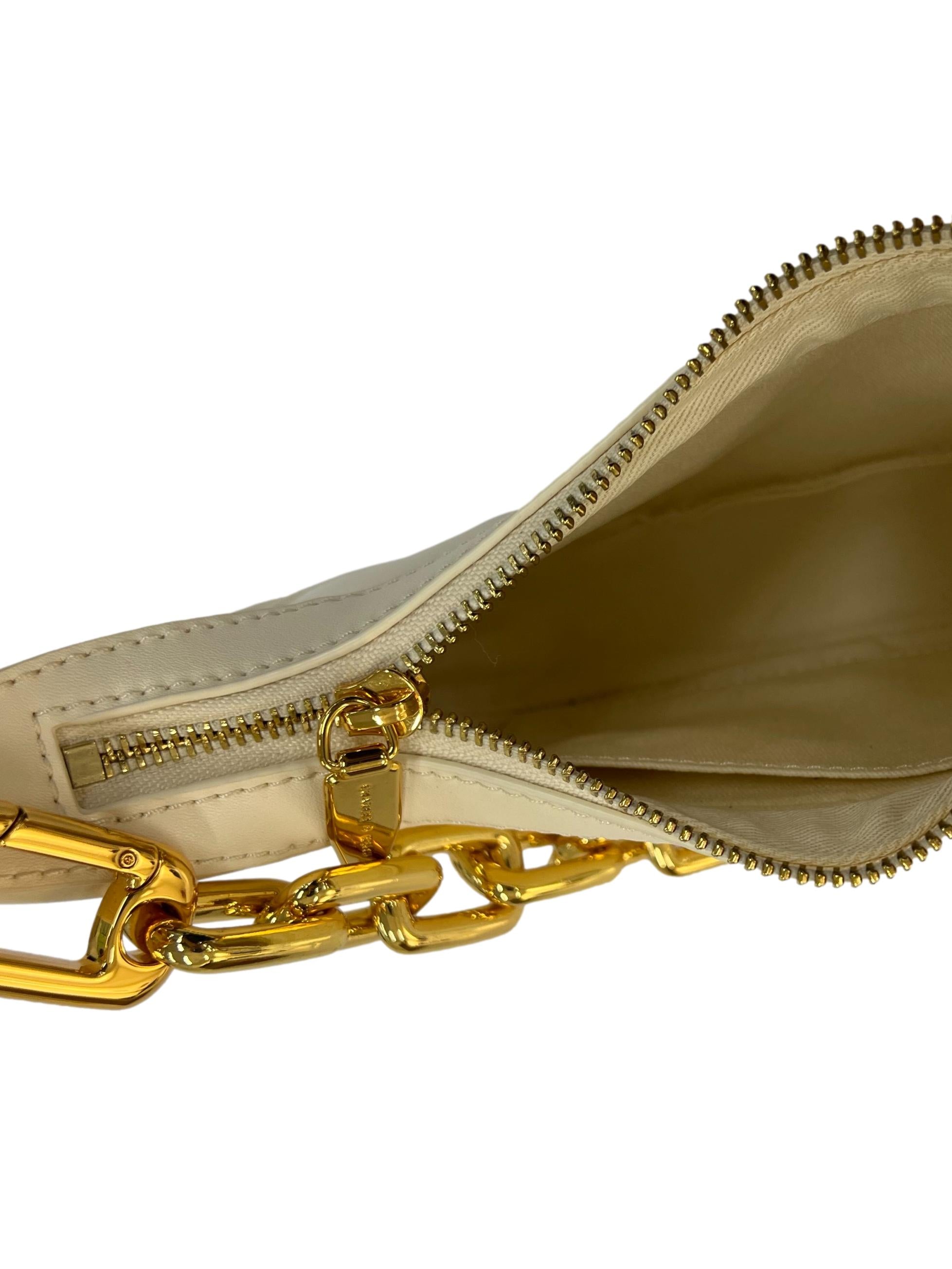 Cream Shalia Chain-Handle Moon Bag