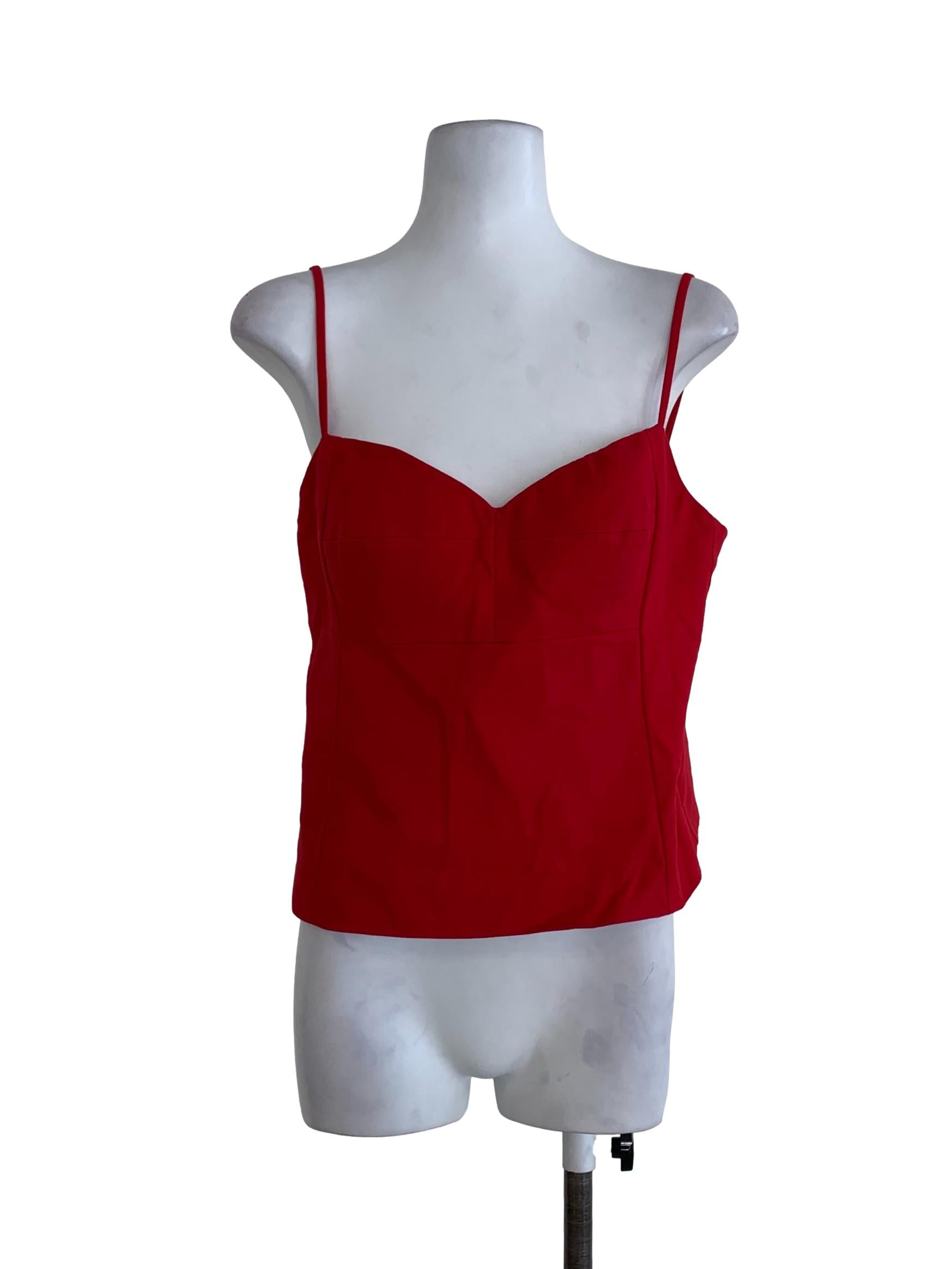 Blood Red Plain Sleeveless Top