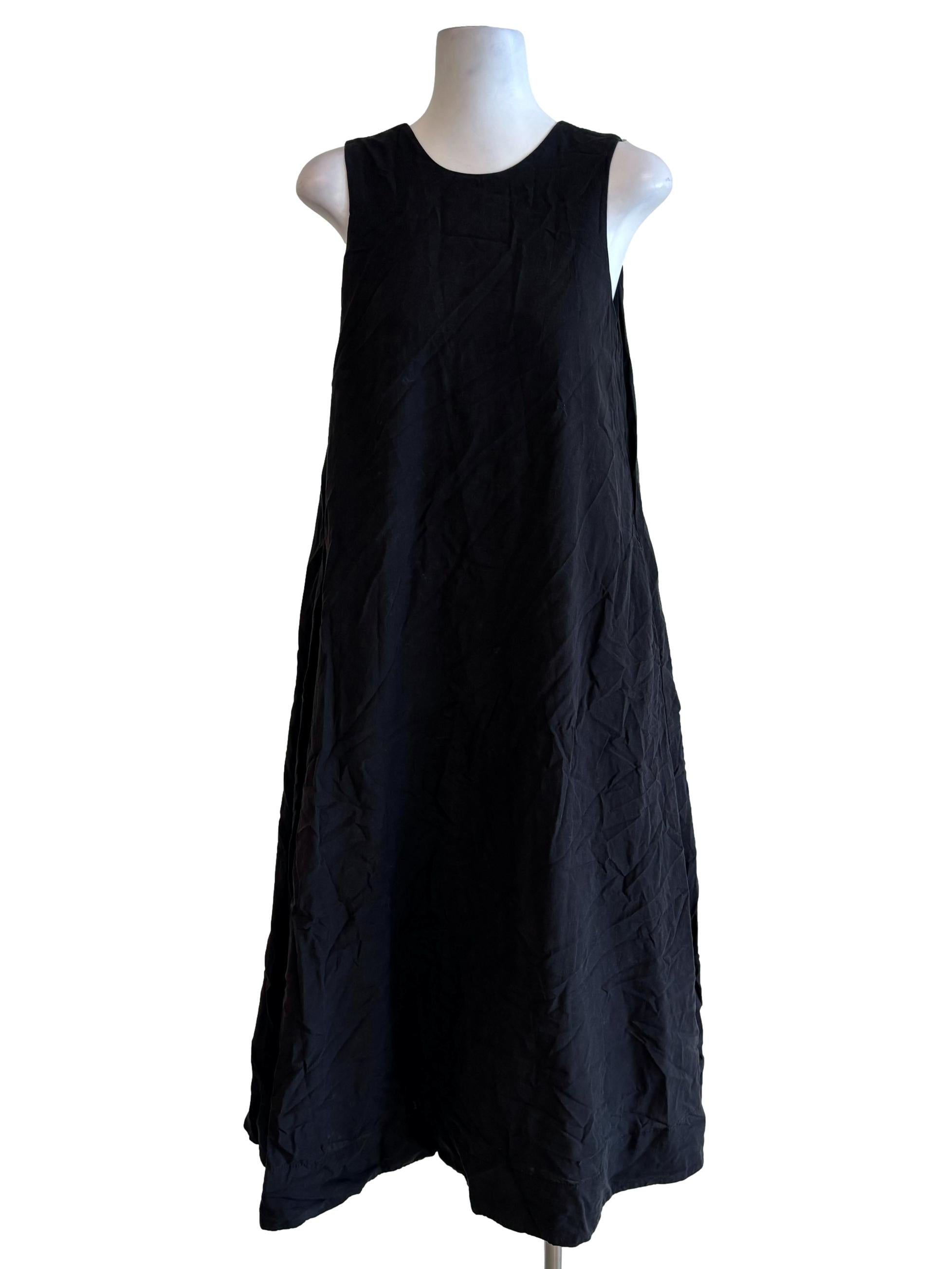 Jet Black Sleeveless Cotton Dress