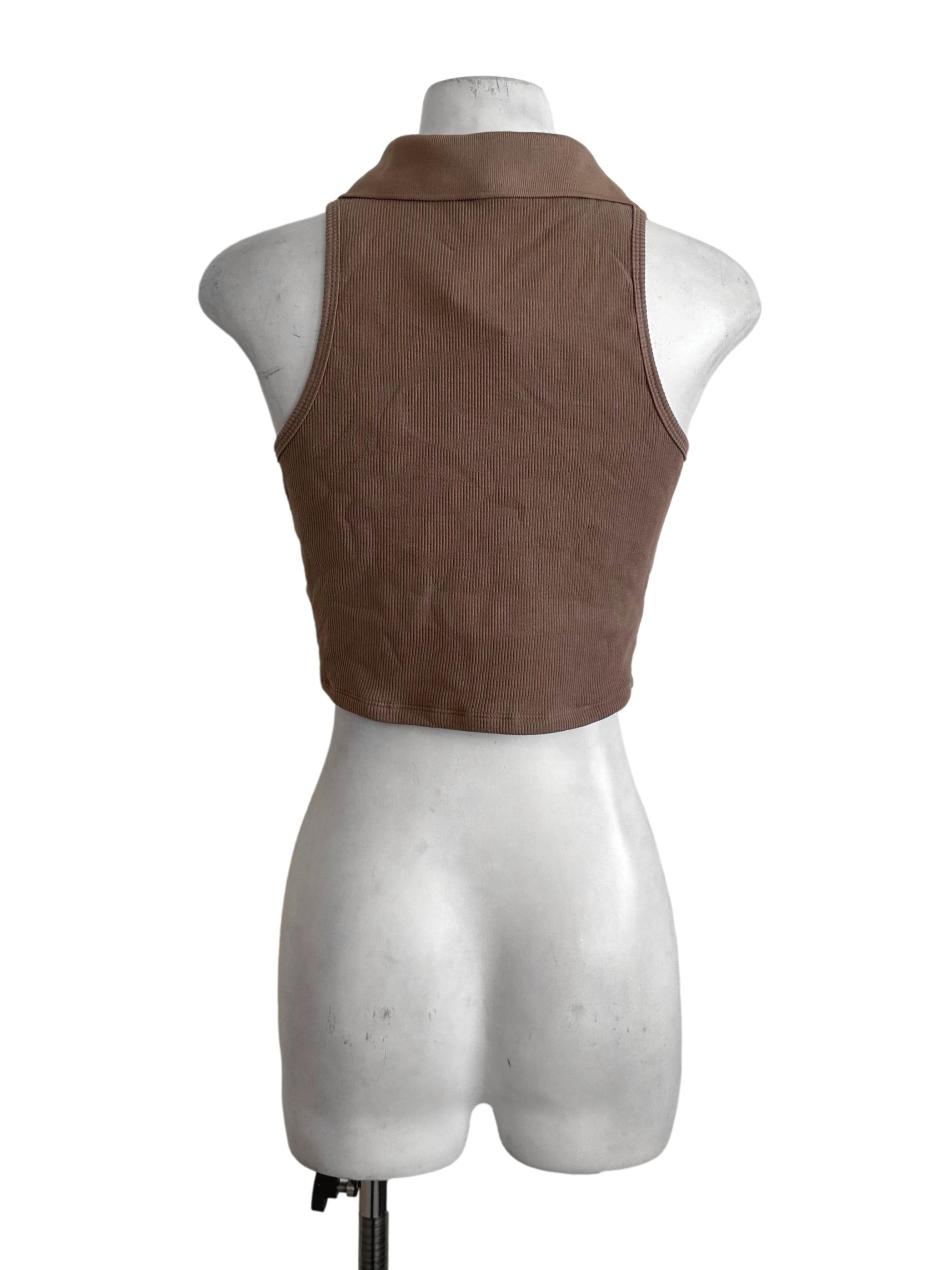Mocha Brown Collar Knit Top