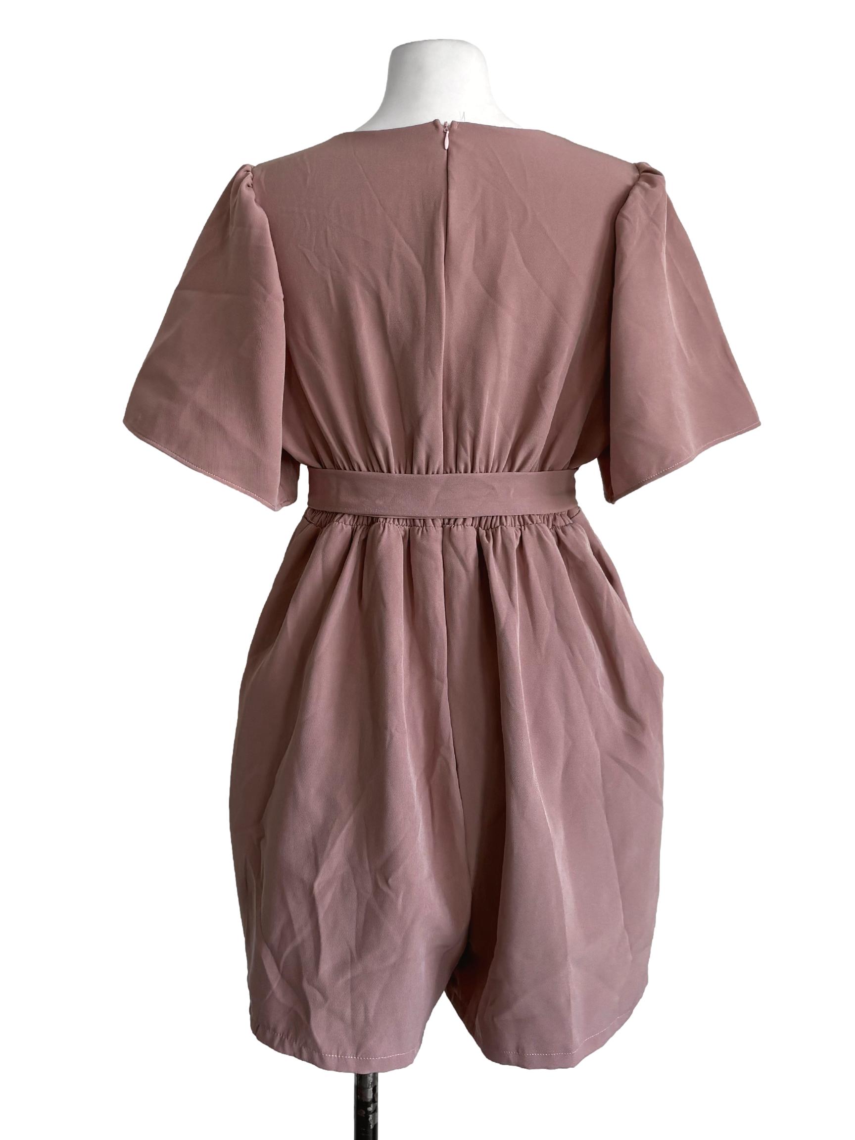 Rose Pink Square Neck Rompers