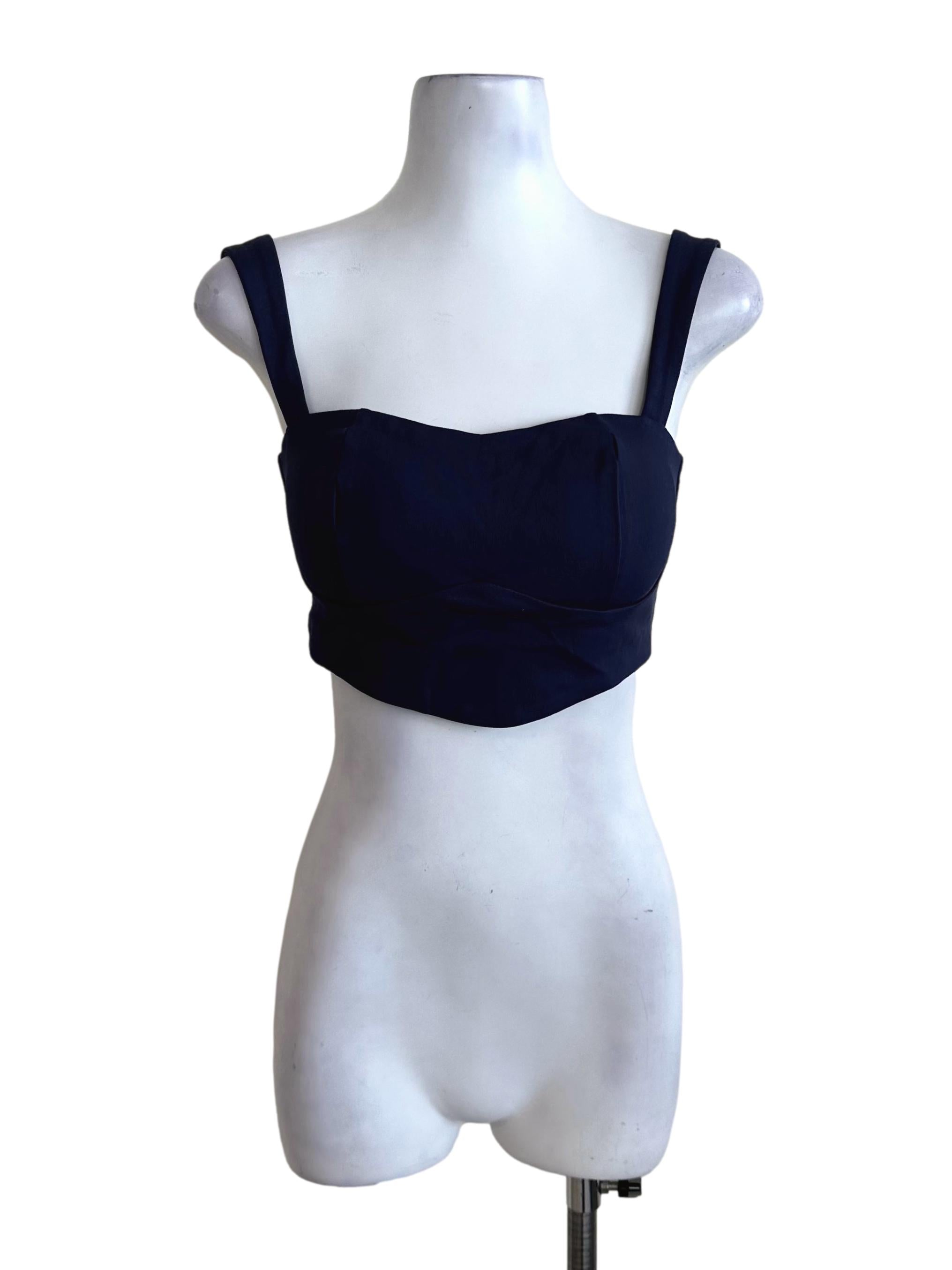 Navy Blue Square Neck Crop Top