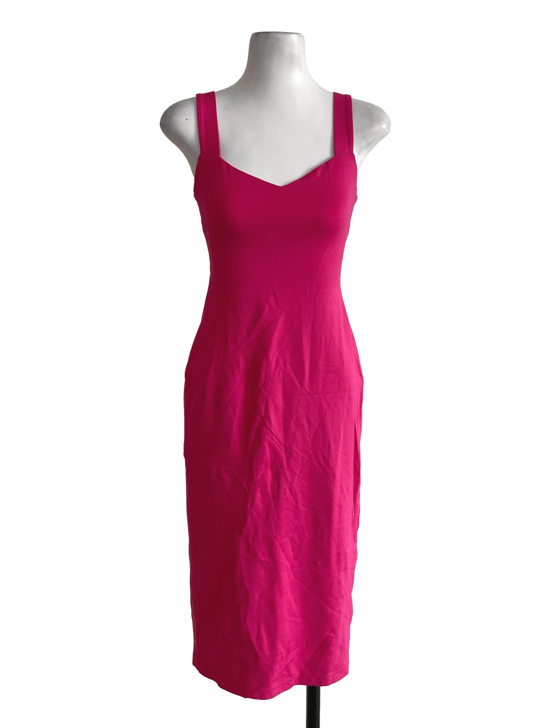 Bright Pink Sweetheart Neck Dress