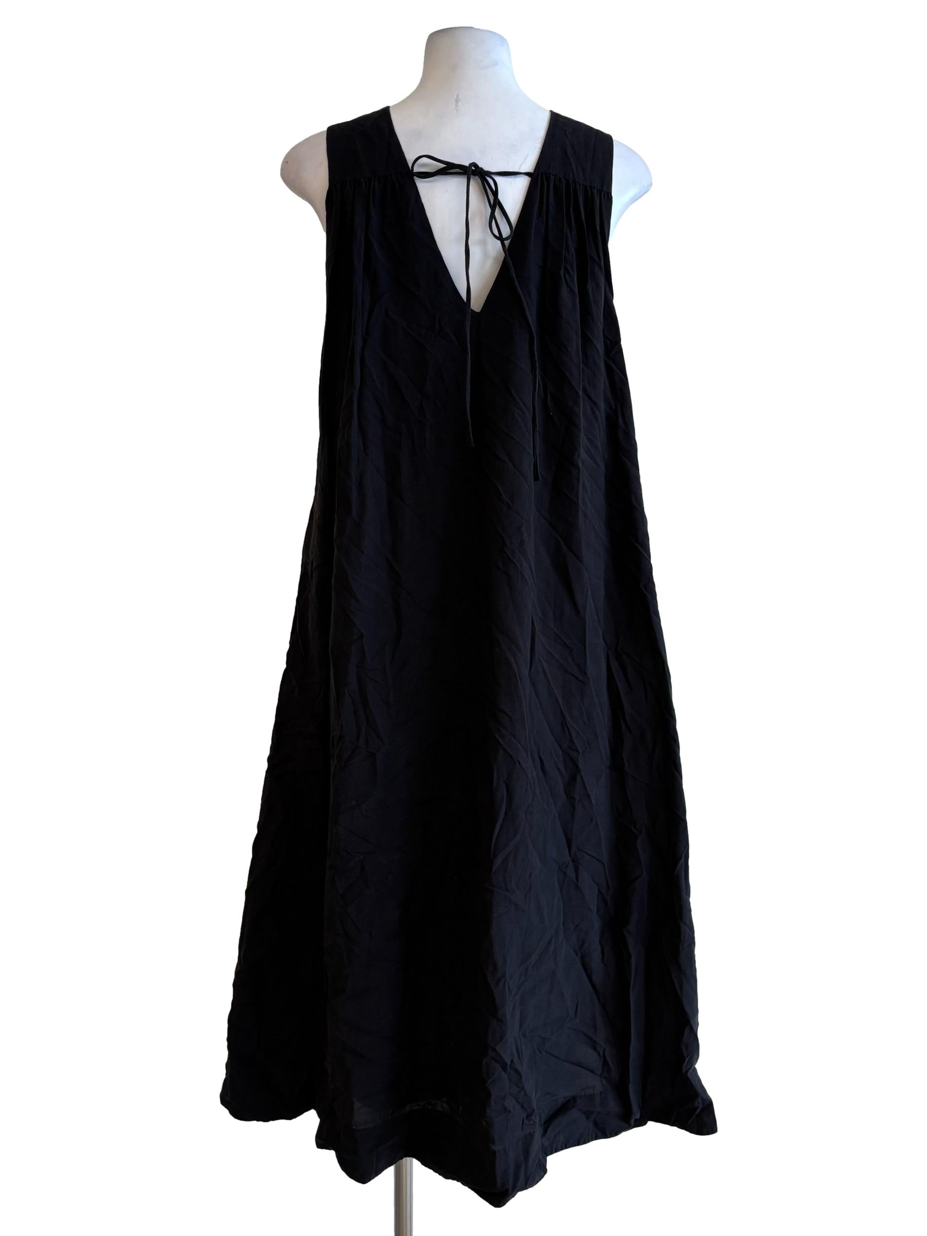Jet Black Sleeveless Cotton Dress