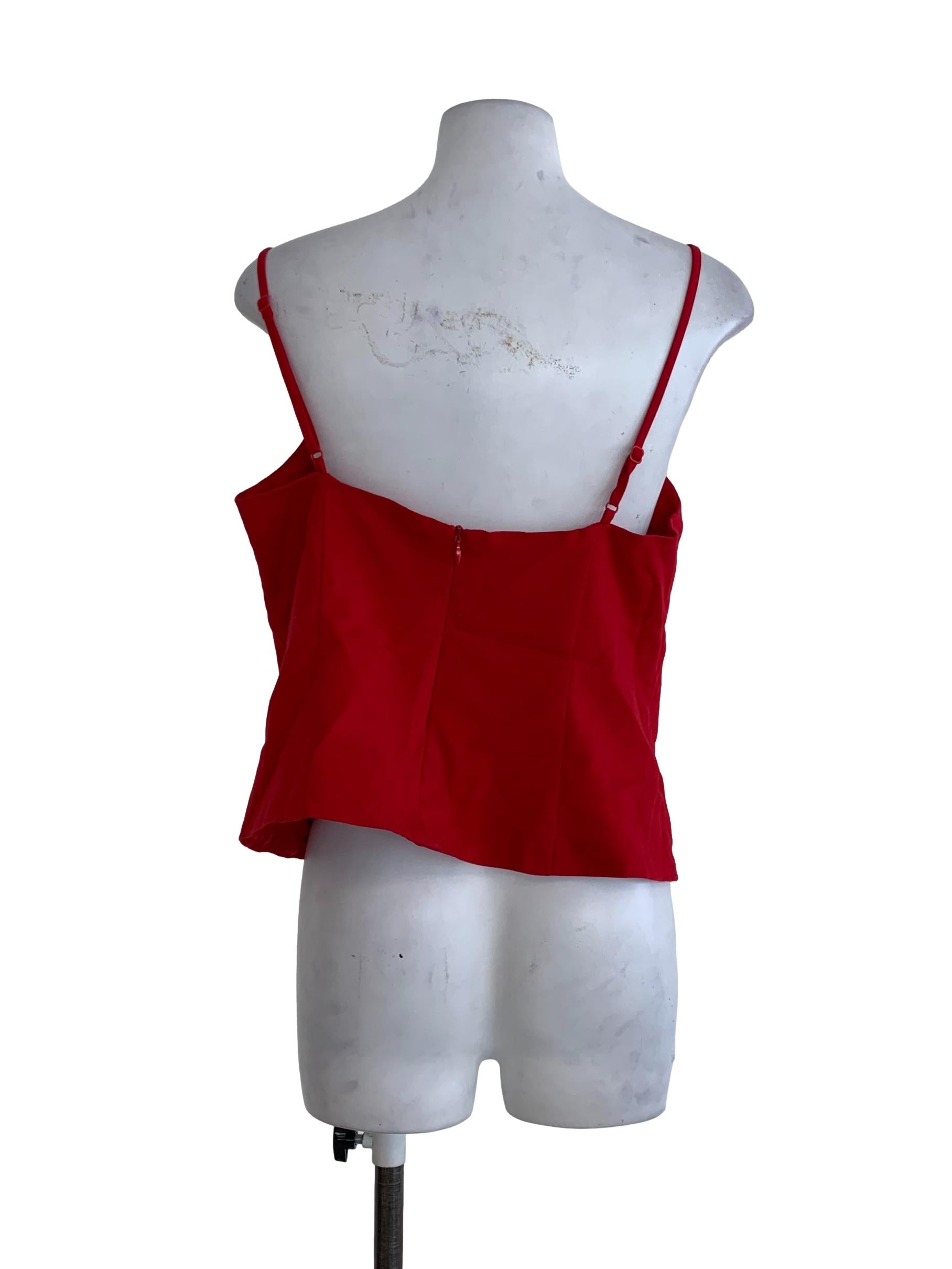 Blood Red Plain Sleeveless Top