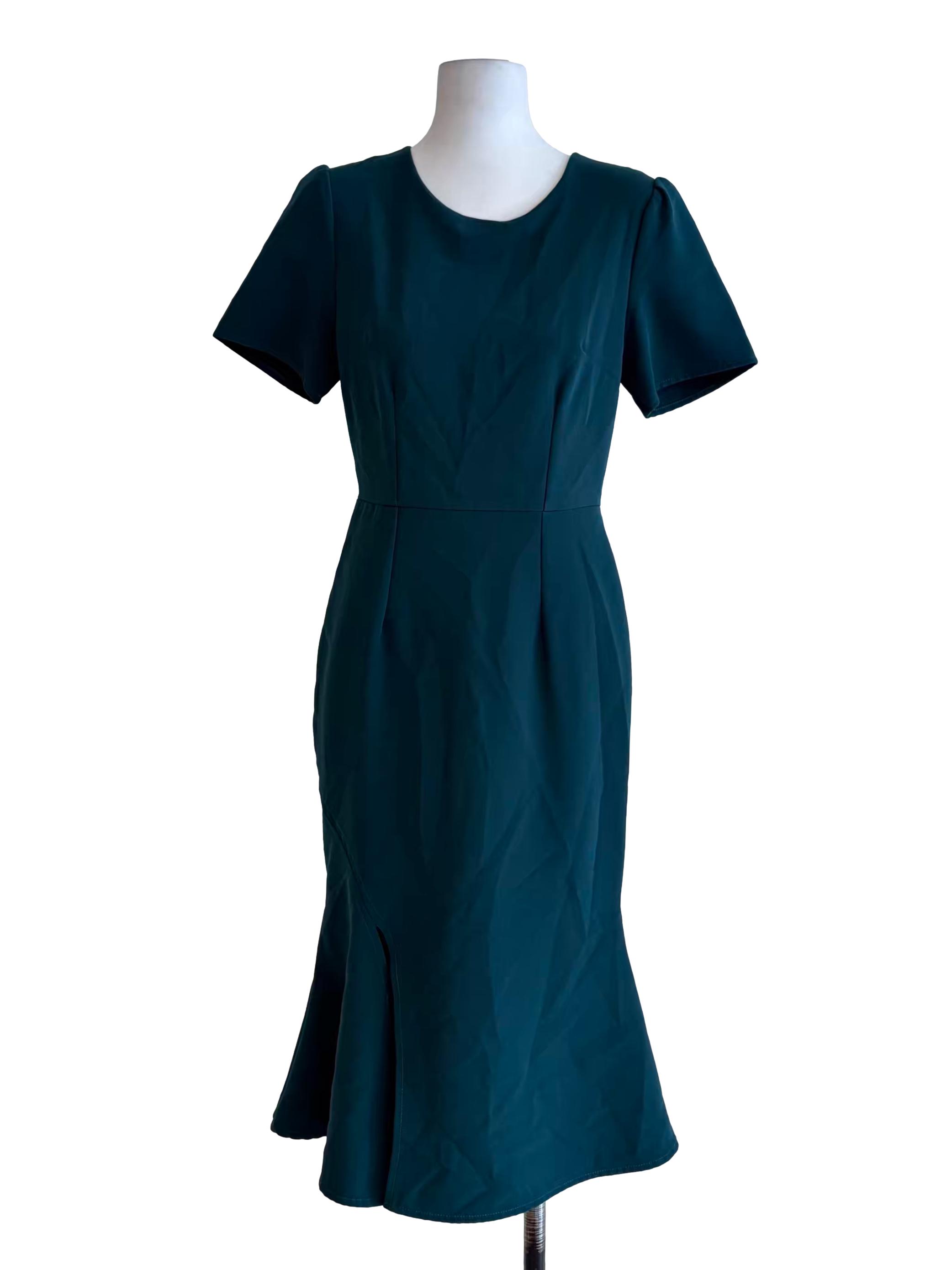 Dark Green Round Neck Shirt Dress