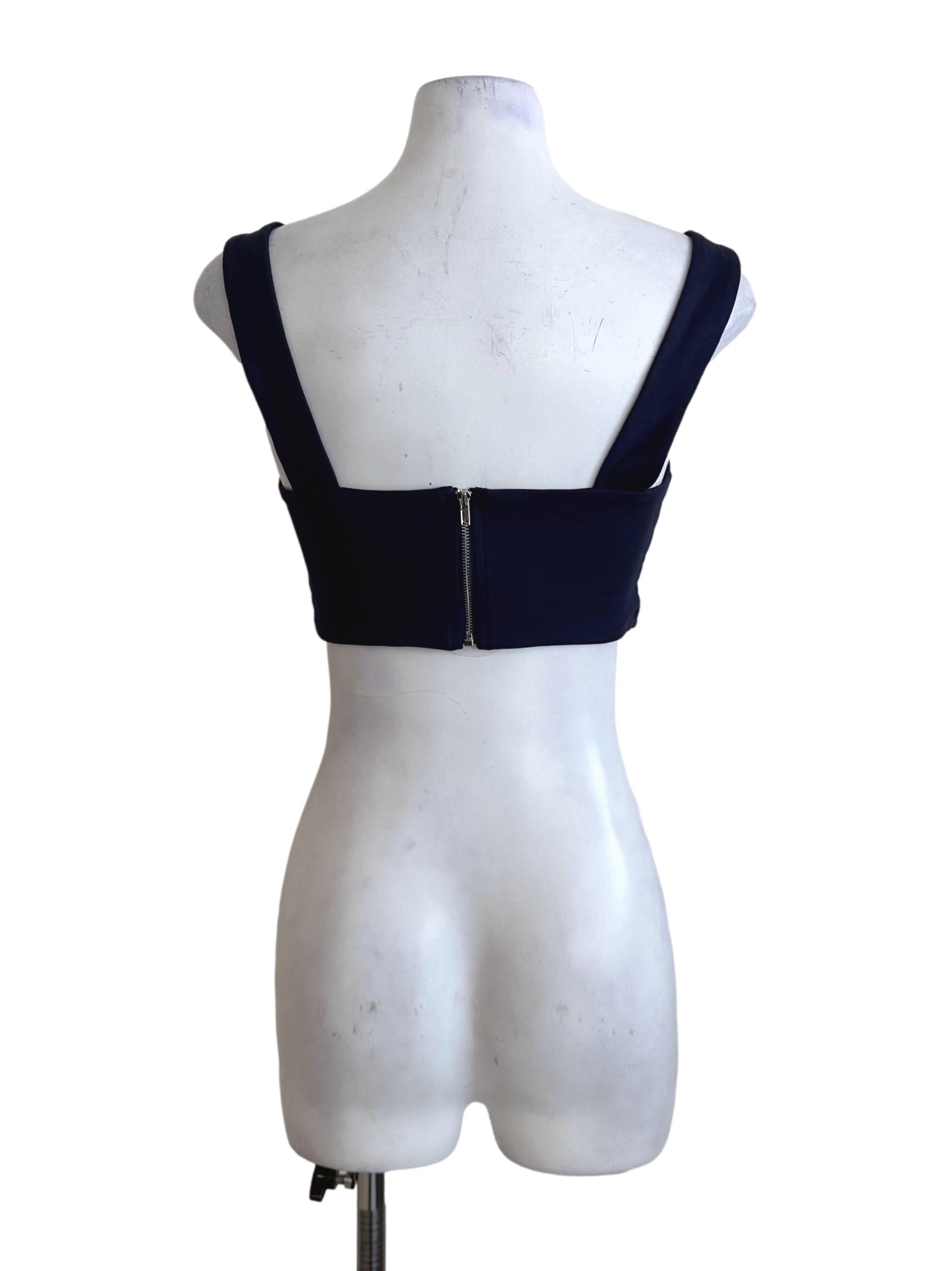 Navy Blue Square Neck Crop Top