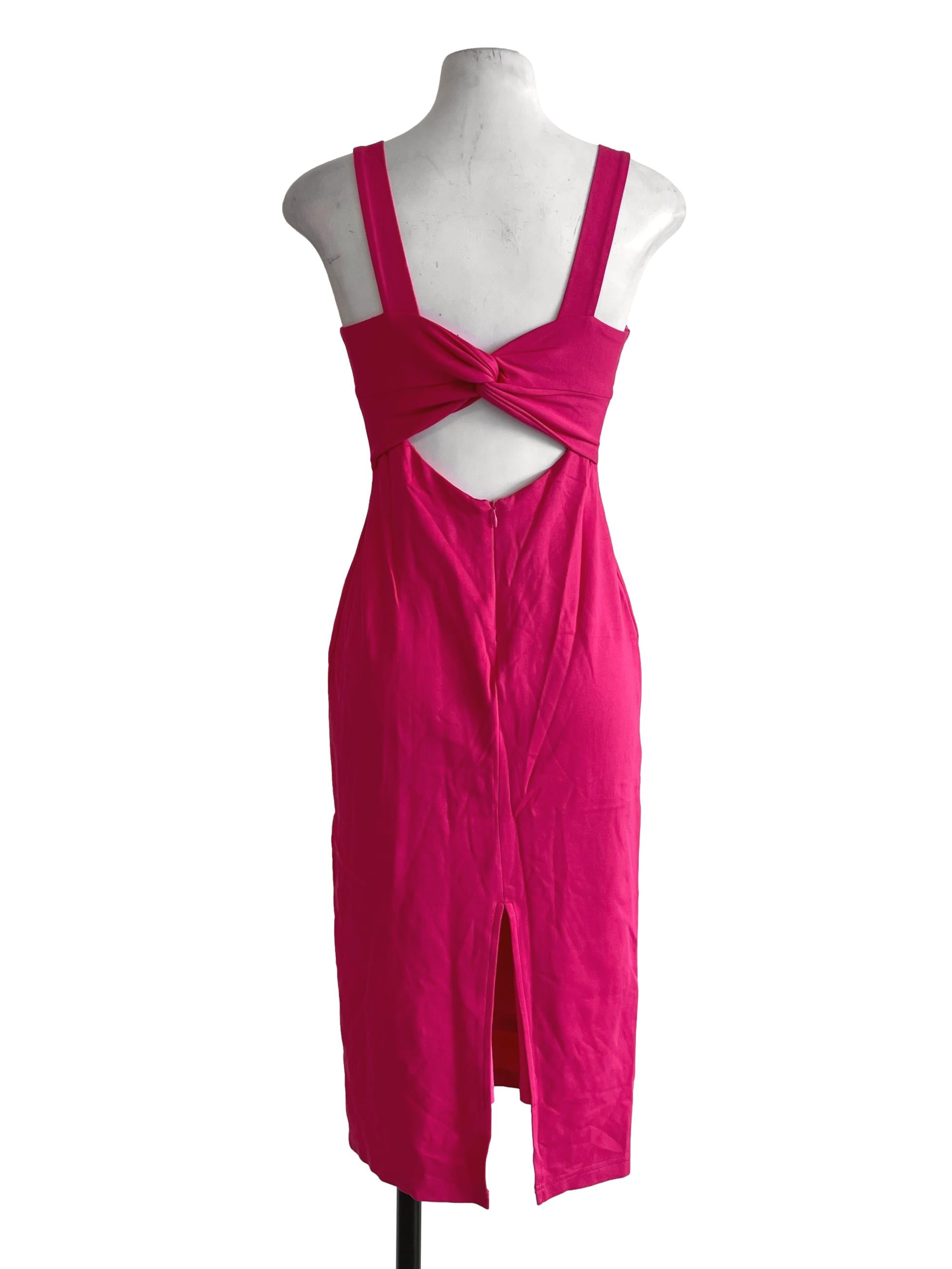 Bright Pink Sweetheart Neck Dress