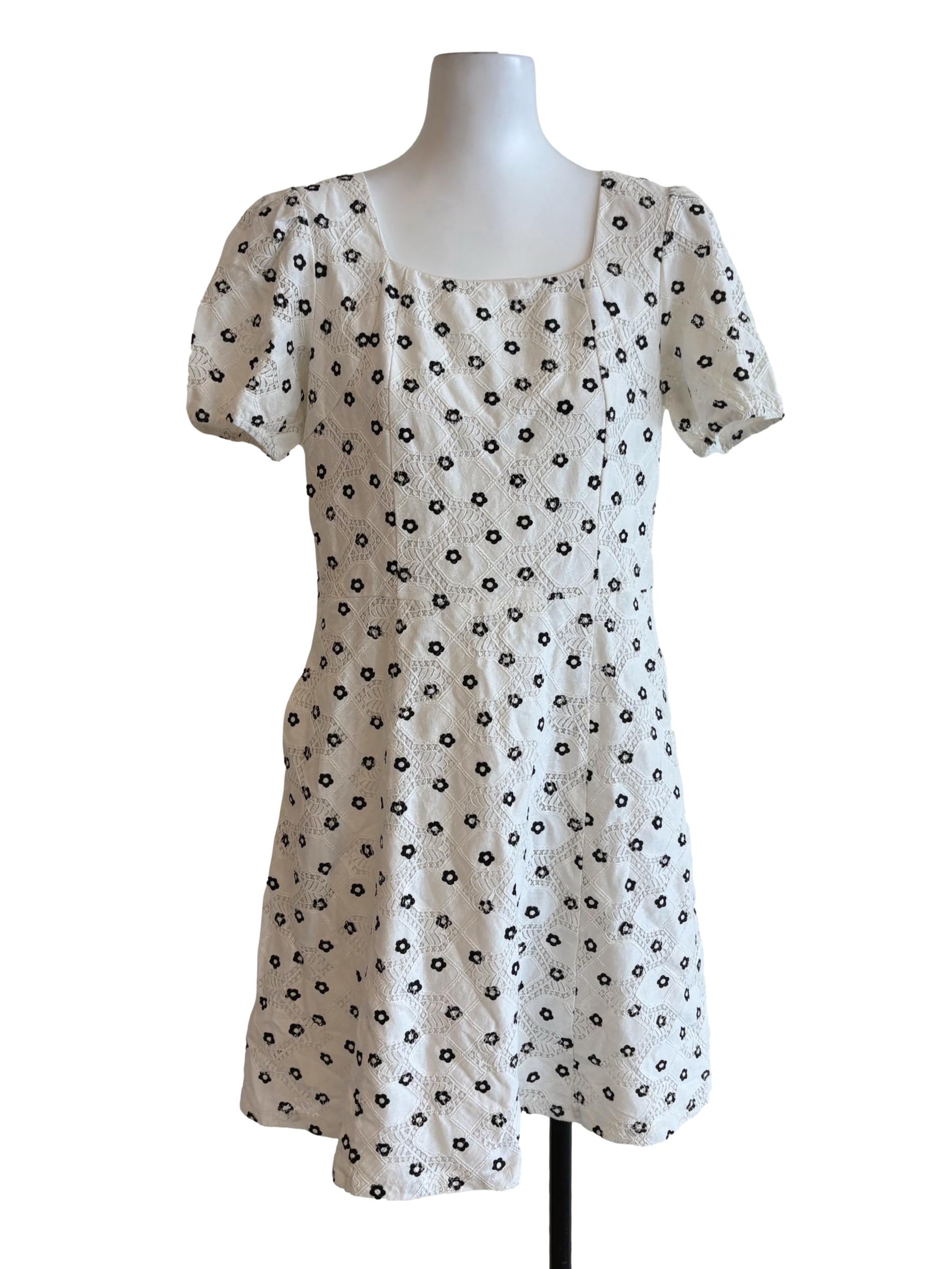 White Floral Eyelet A-Line Dress