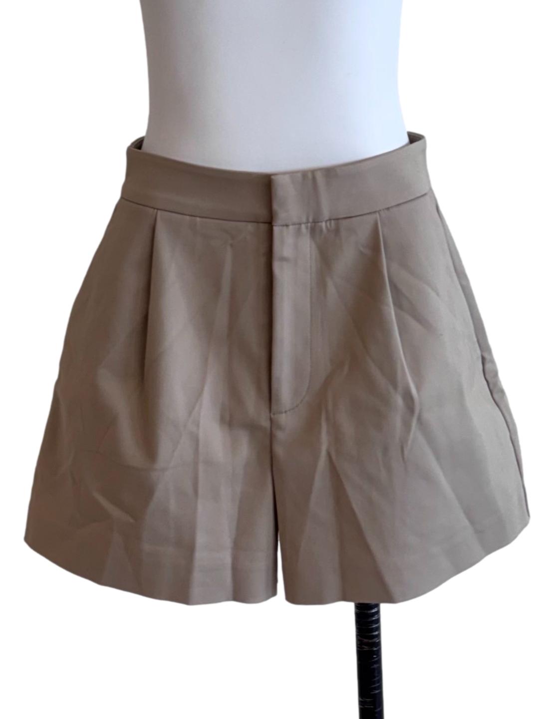 Toffee Beige Pleated Shorts