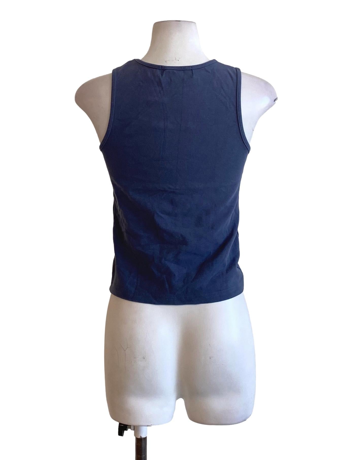 Dark Stone Blue Round Neck Sleeveless Fit Tank Top TTR