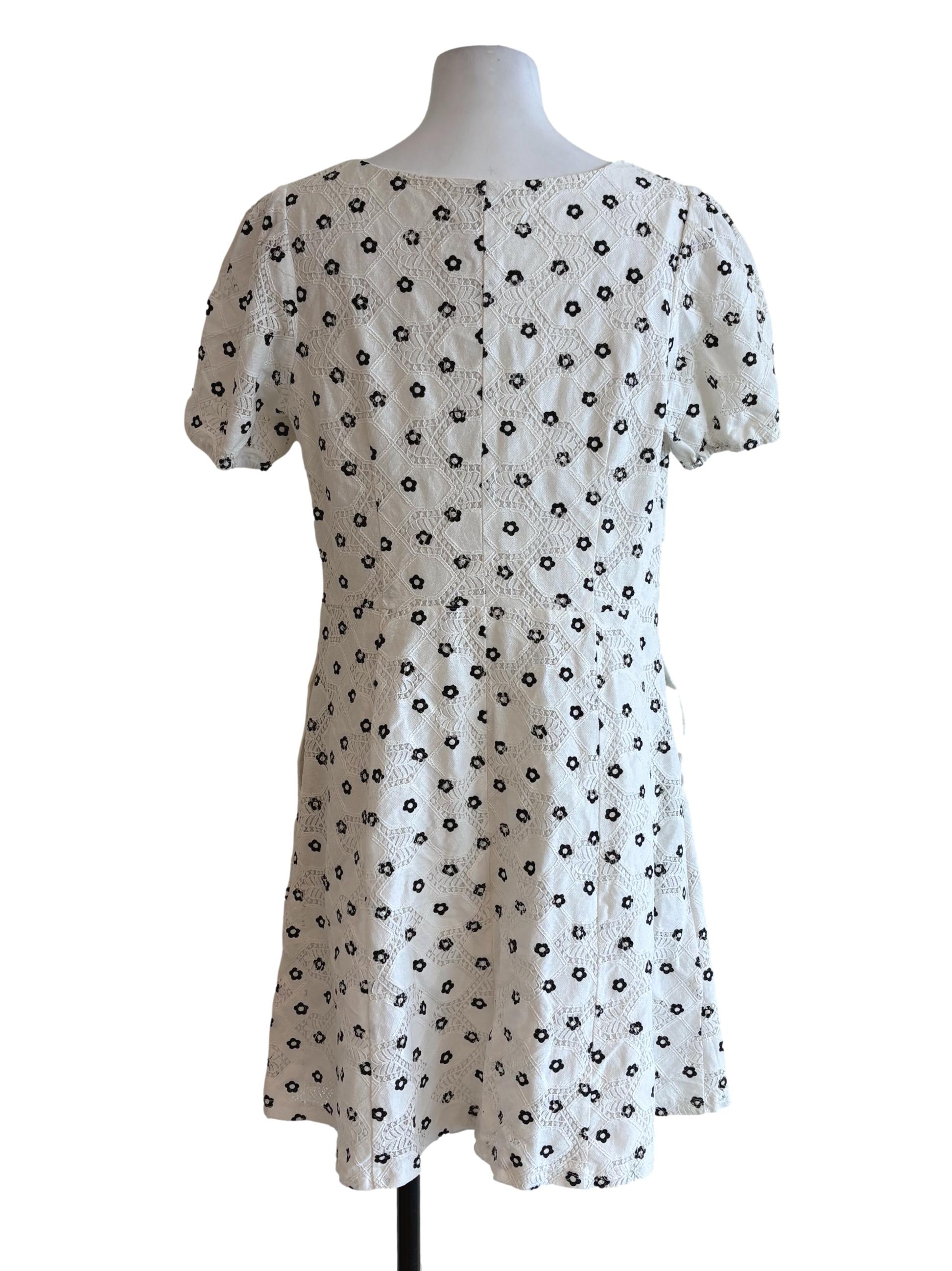 White Floral Eyelet A-Line Dress
