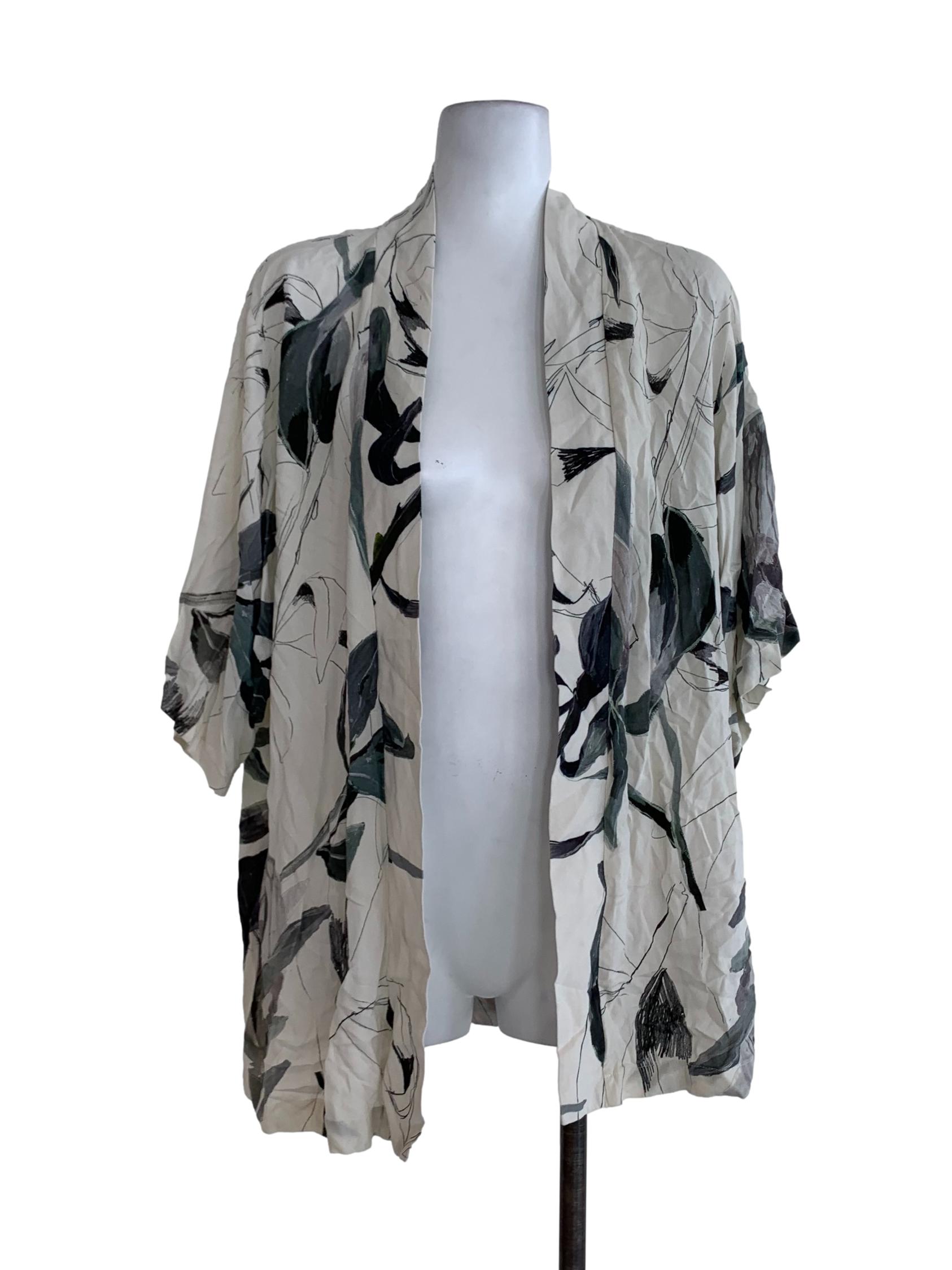 White Abstract Kimono