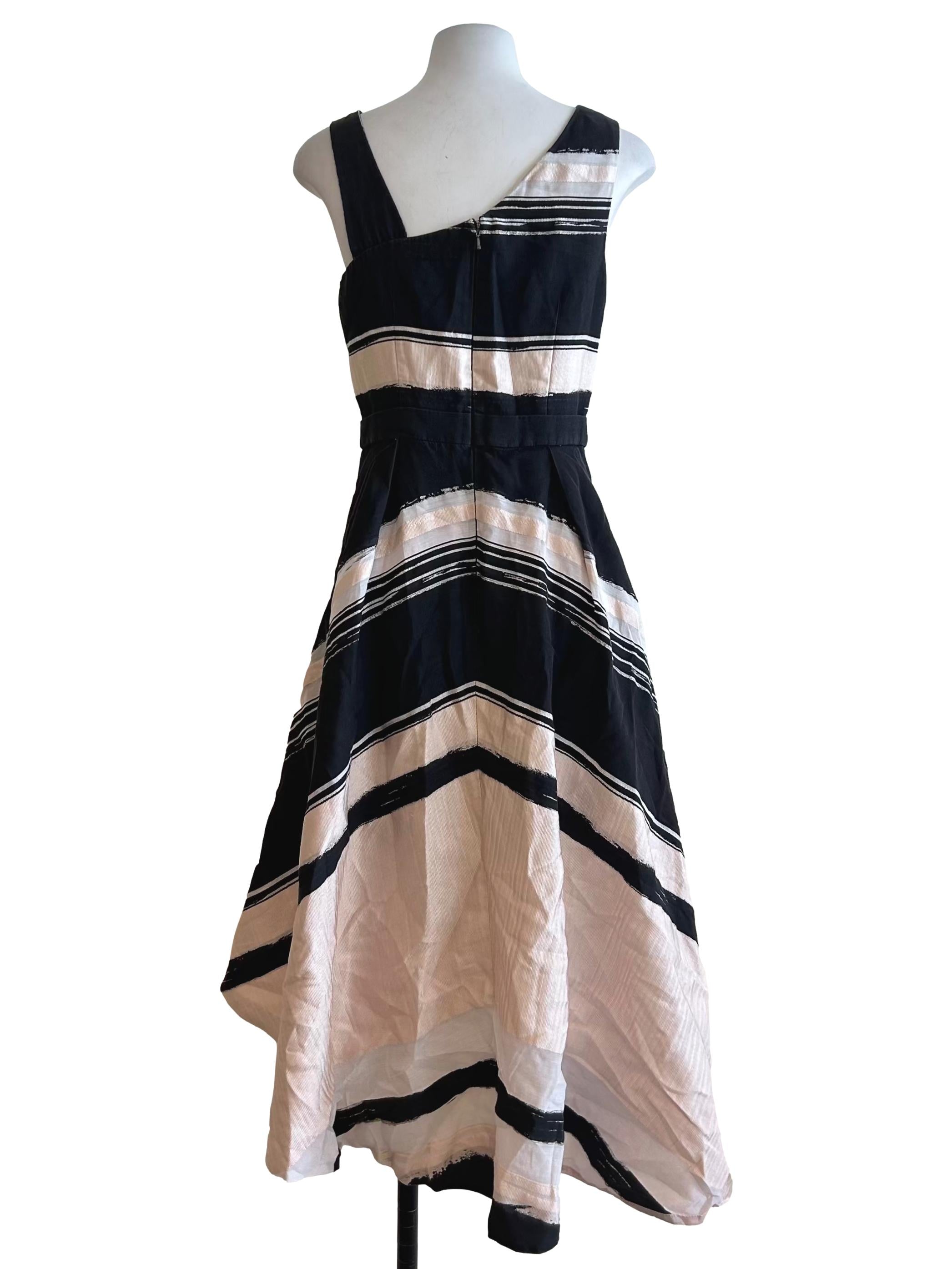 Blush Pink Black Abstract High Low Dress