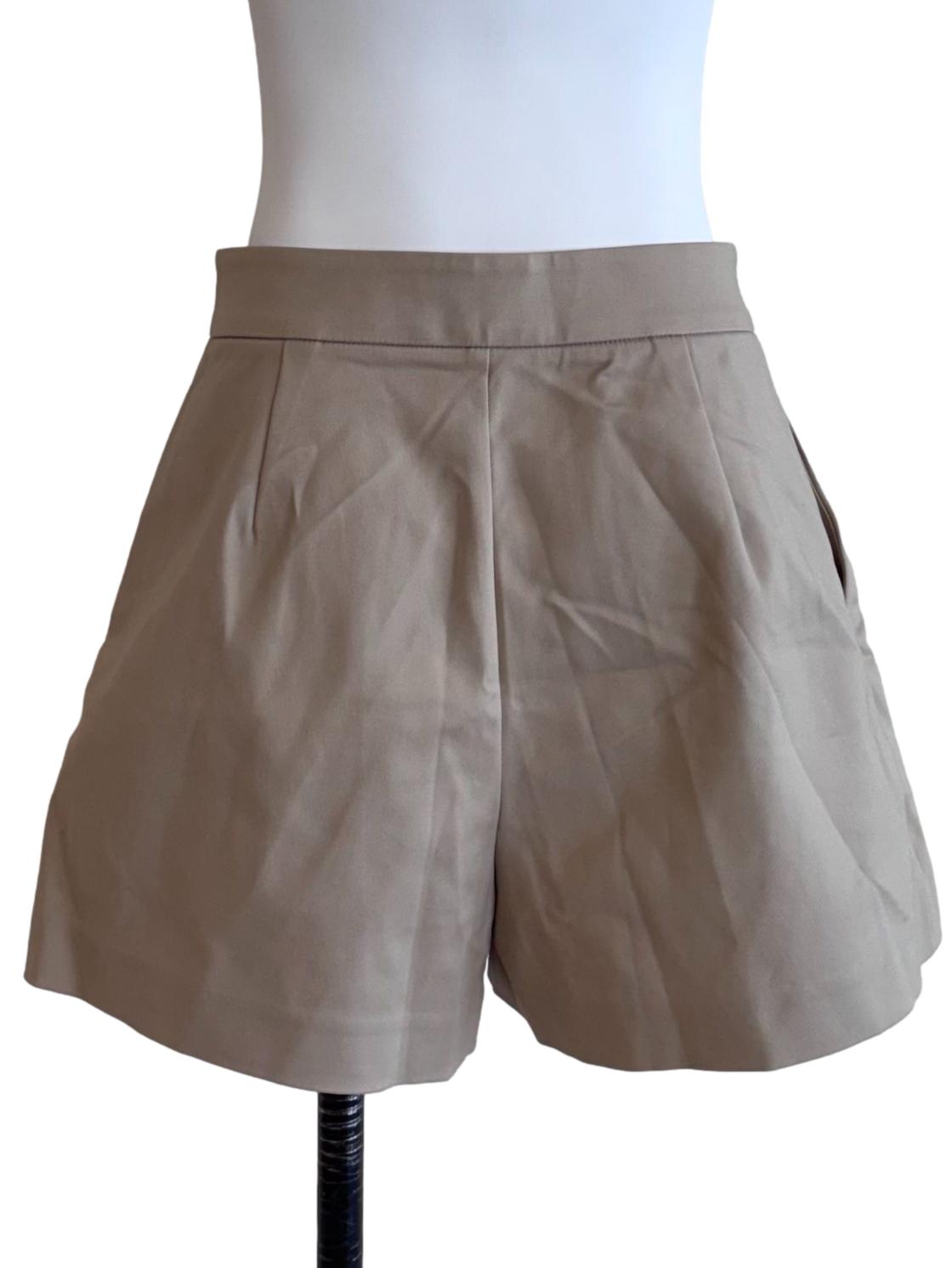 Toffee Beige Pleated Shorts