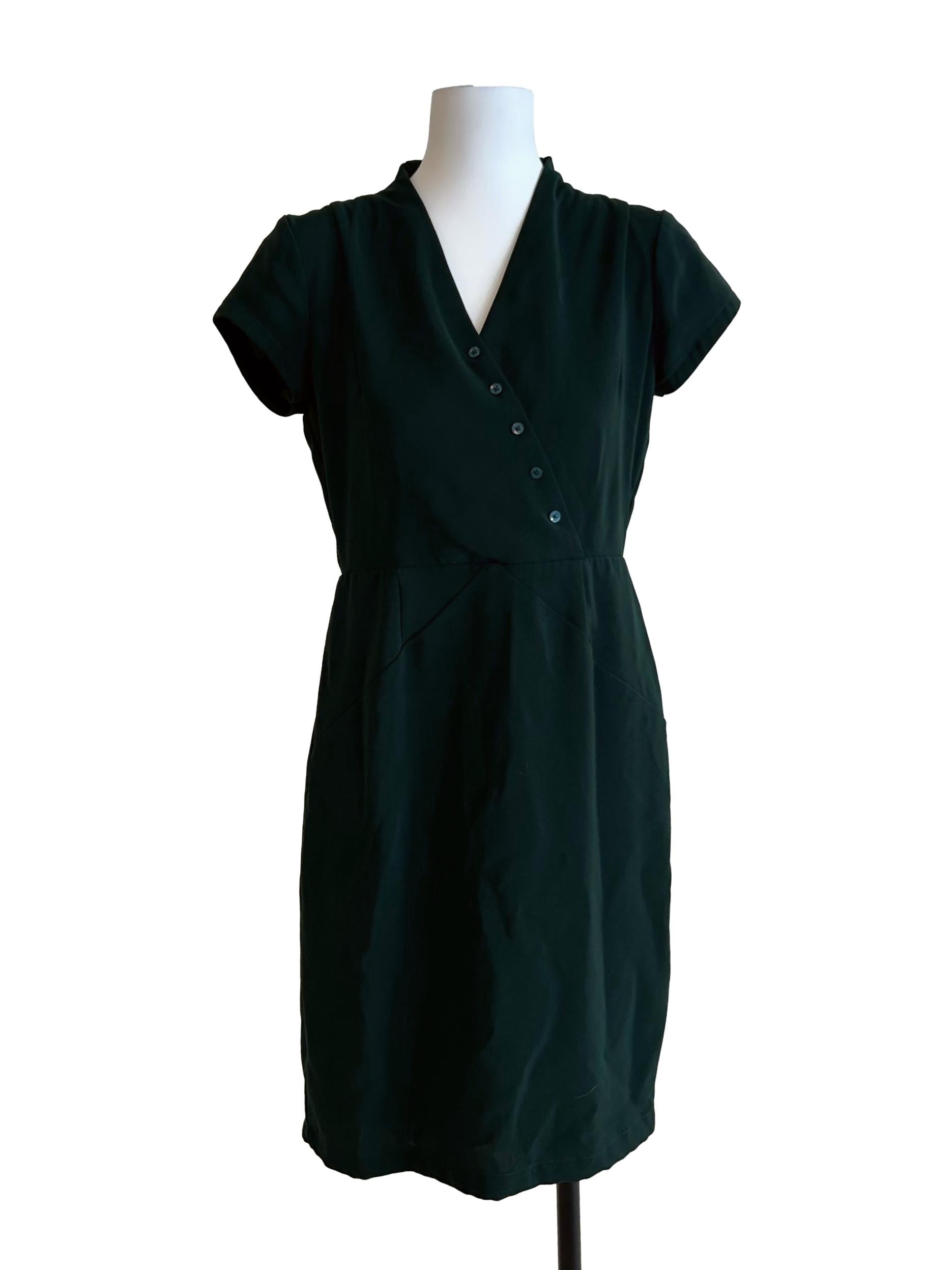 Dark Green V-Neck Dress