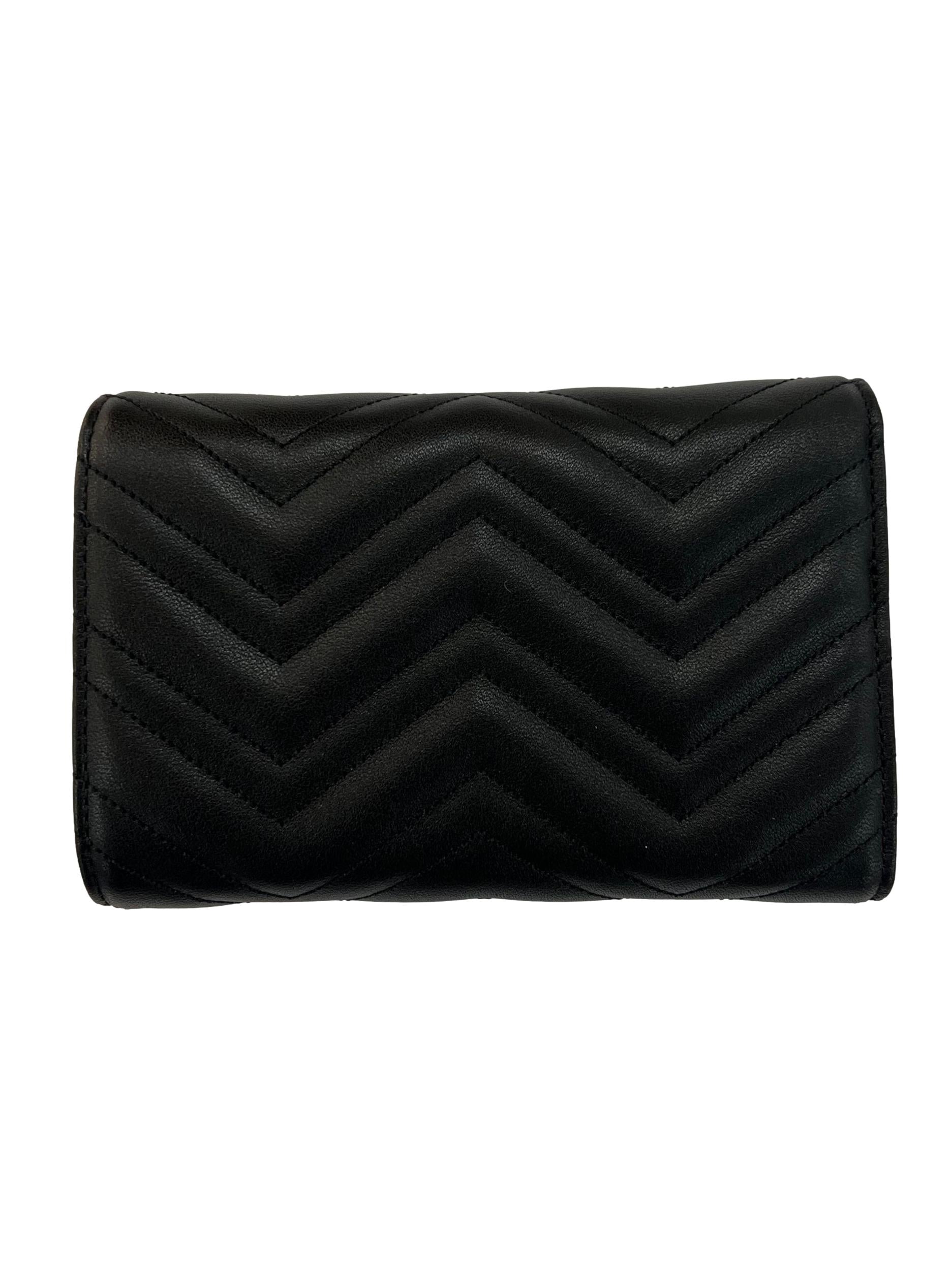 Quilted Black Flap Wallet