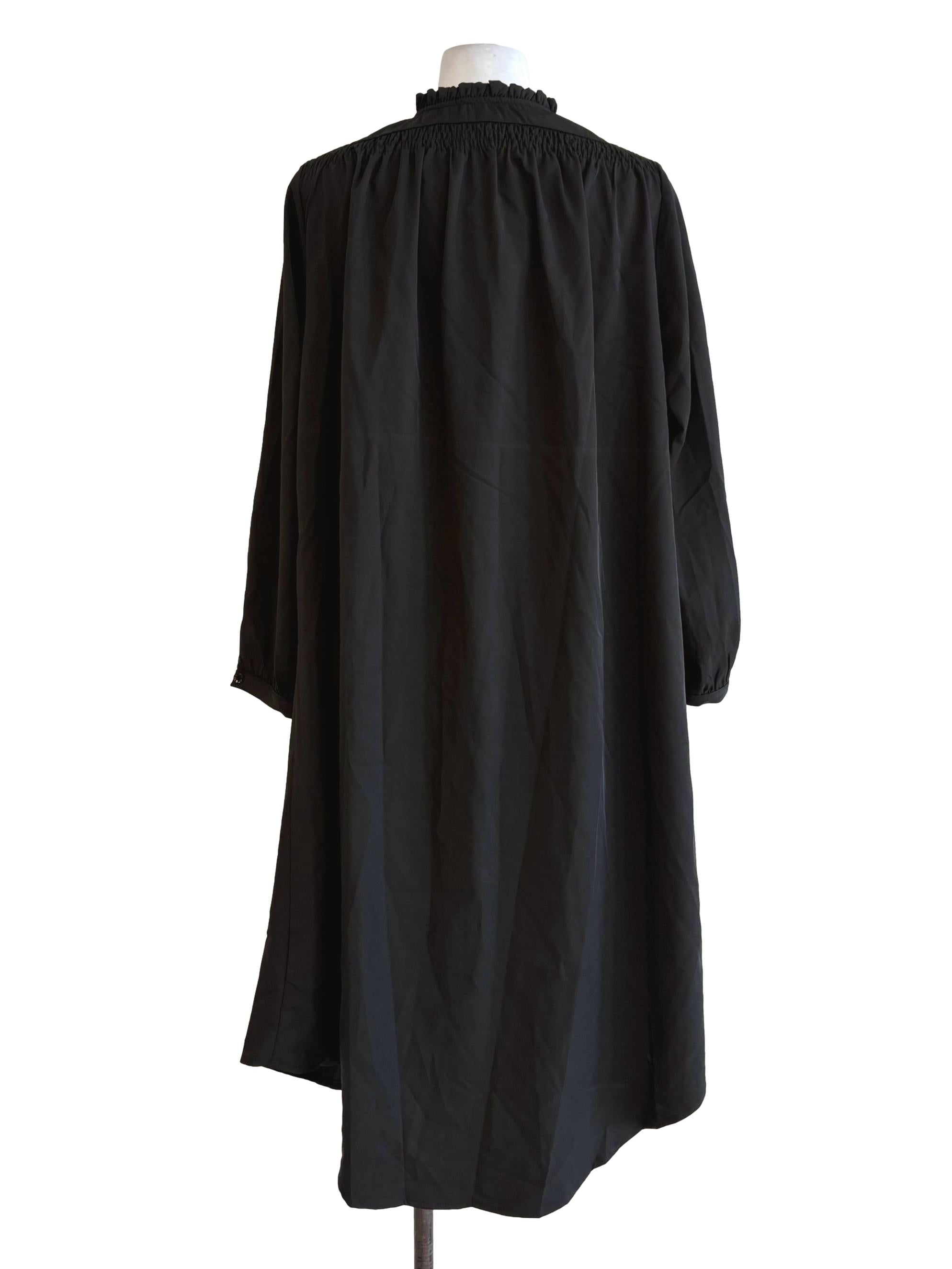 Black Smock Shoulder Shirt Dress