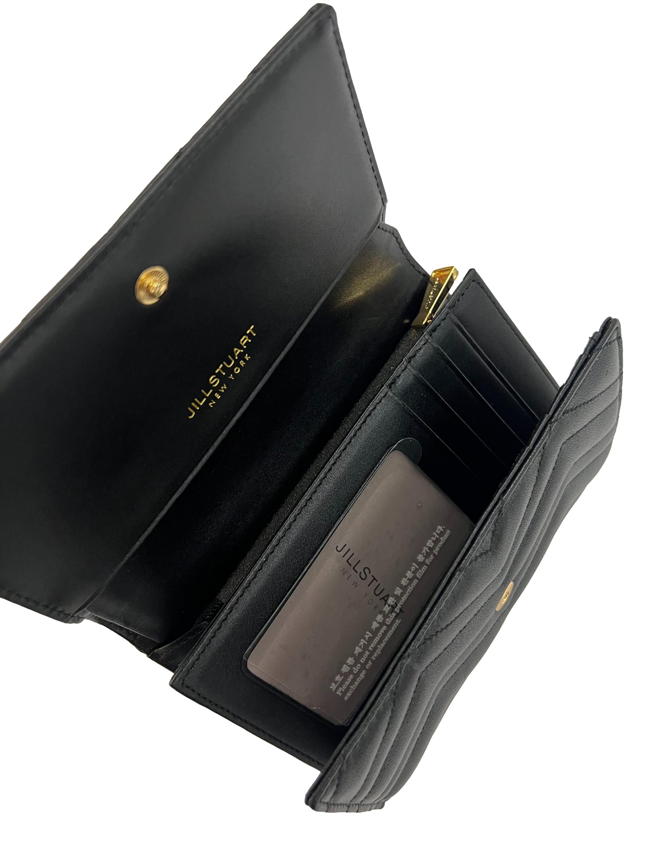 Quilted Black Flap Wallet