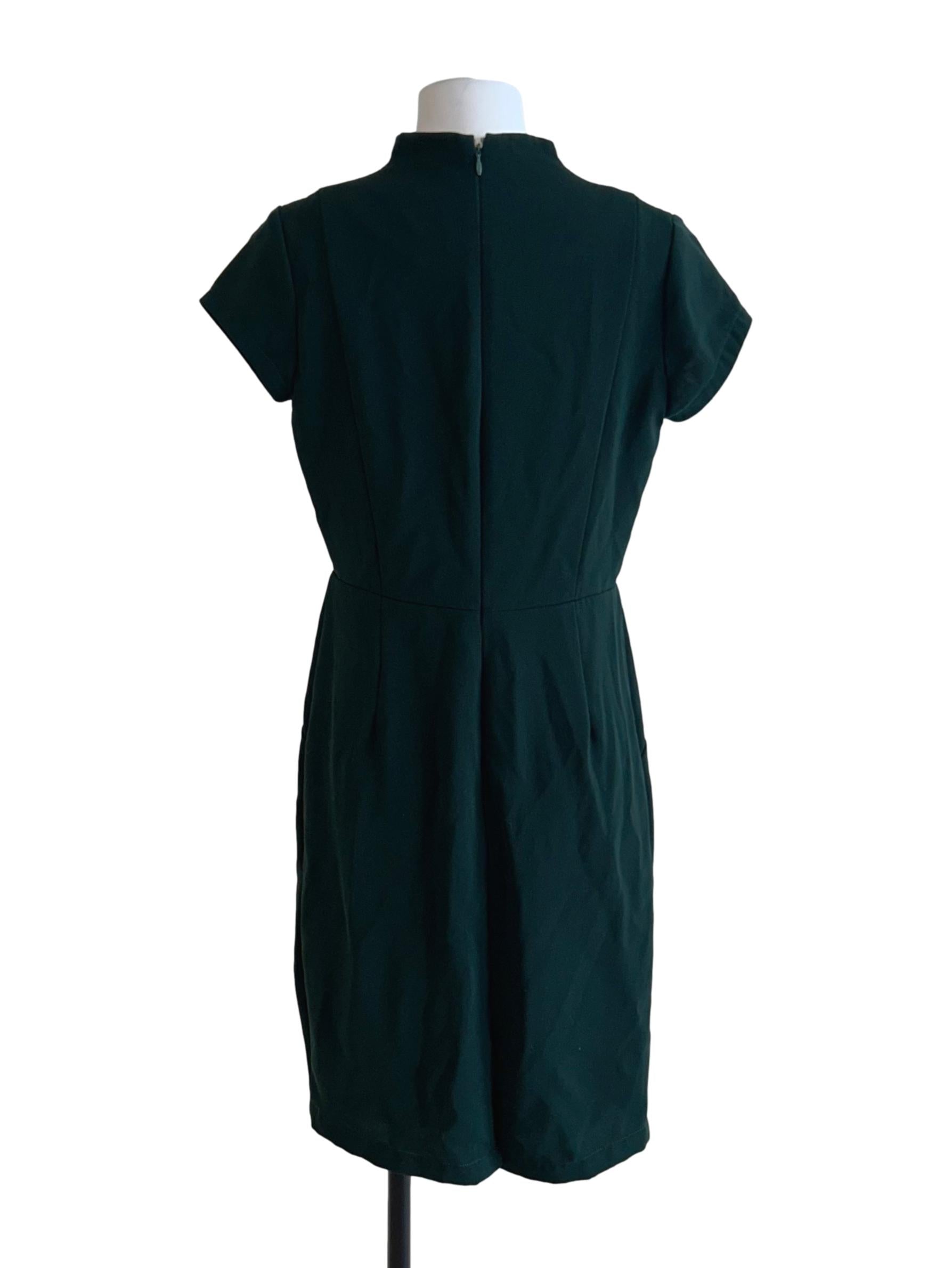 Dark Green V-Neck Dress